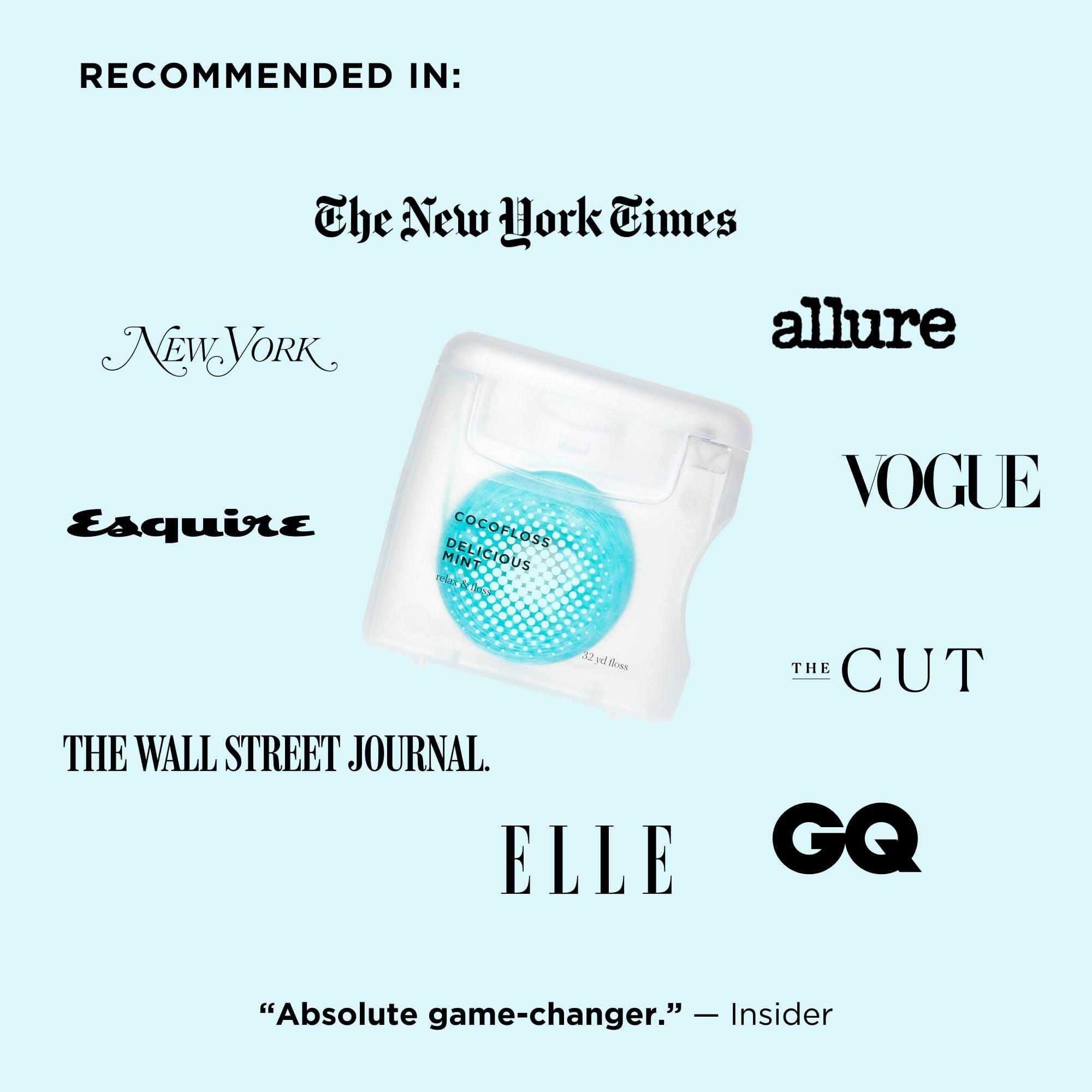 Cocofloss Cocofloss Woven Dental Floss, Dentist-Designed Oral Care, Mint, Waxed, Expanding, Vegan, Kid-Friendly String Floss with Coconut Oil, 3 Spools (33 yd Each)