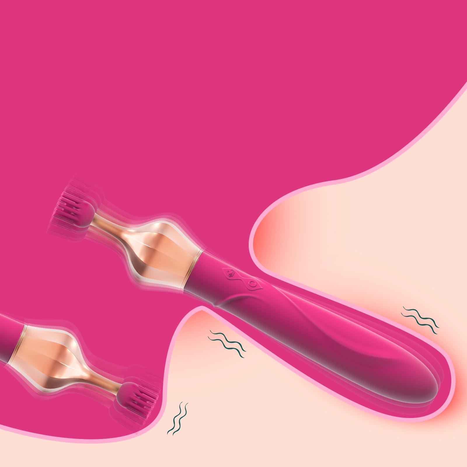 Bomiso 4 in 1 Foot Massager Vibraters Massager Quiet for Portable 10 Frequencies Mini Massager Waterproof Rechargeable Cable Couples Gift,Red