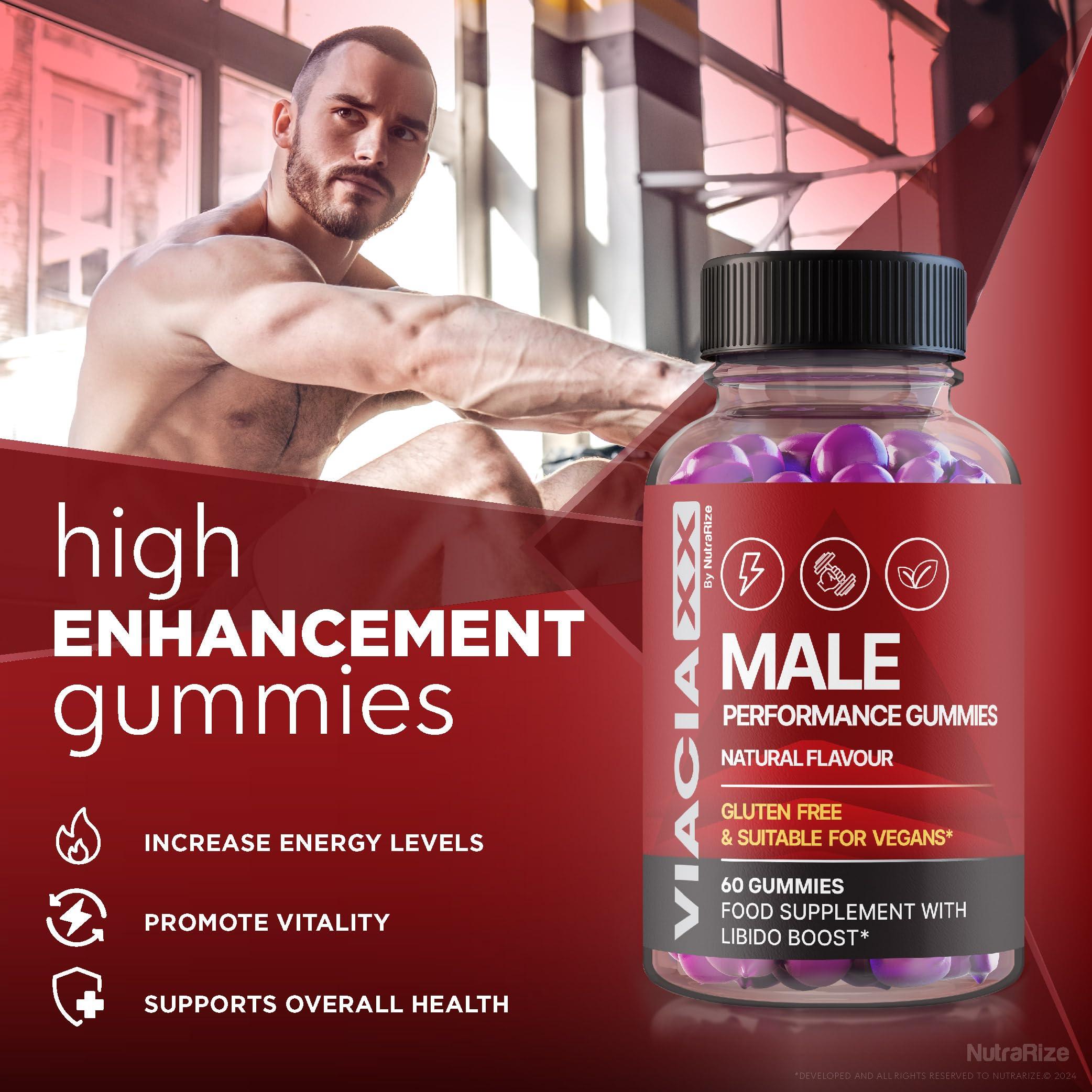 NutraRize (3 Pack) Viacia XX Male Gummies - ViaciaXX All Natural Supplement for Men, Daily Health Formula for Overall Performance and Endurance, Official Premium Gummy Reviews (180 Gummies)