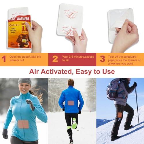 WOTING Body Warmers Adhesive 40 Packs, Disposable Body Warmers Long Lasting Safe Natural Odorless Air Activated Warmers Up to 12 Hours of Heat - Stick Body Warmers Natural Warm Patch for Cold Weather
