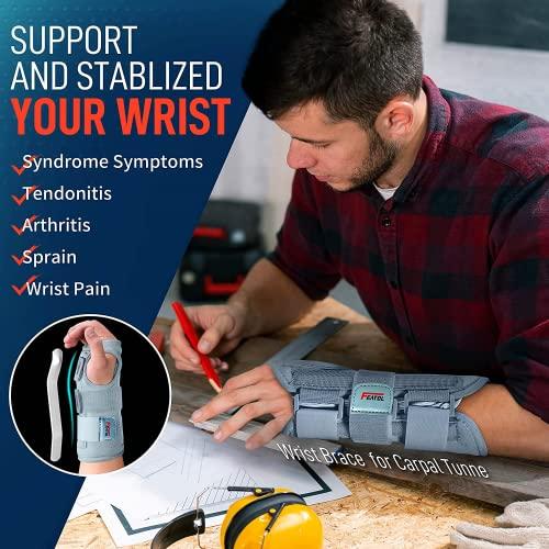 FEATOL FEATOL Carpal Tunnel Wrist Brace | Night Sleep Support Brace, Removable Metal Wrist Splint- Hot/Ice Pack, Left Hand, Small/Medium, Adjustable Hand Brace for Men, Women, Relieve and Treat Wrist Pain