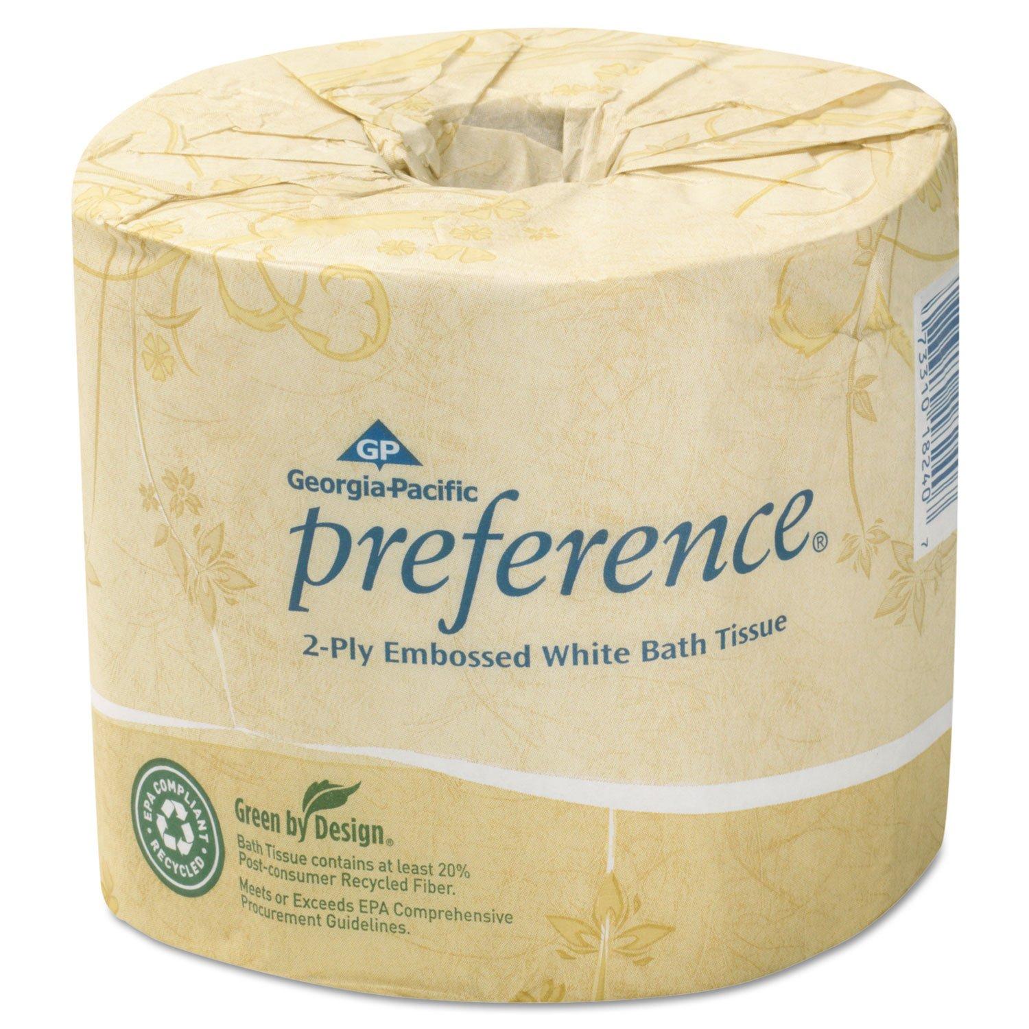 Georgia-Pacific Pacific Blue Select Preference 1828001 Bathroom Tissue, 2-Ply, Pref, 550 Sh/RL, 80RL/CT, White