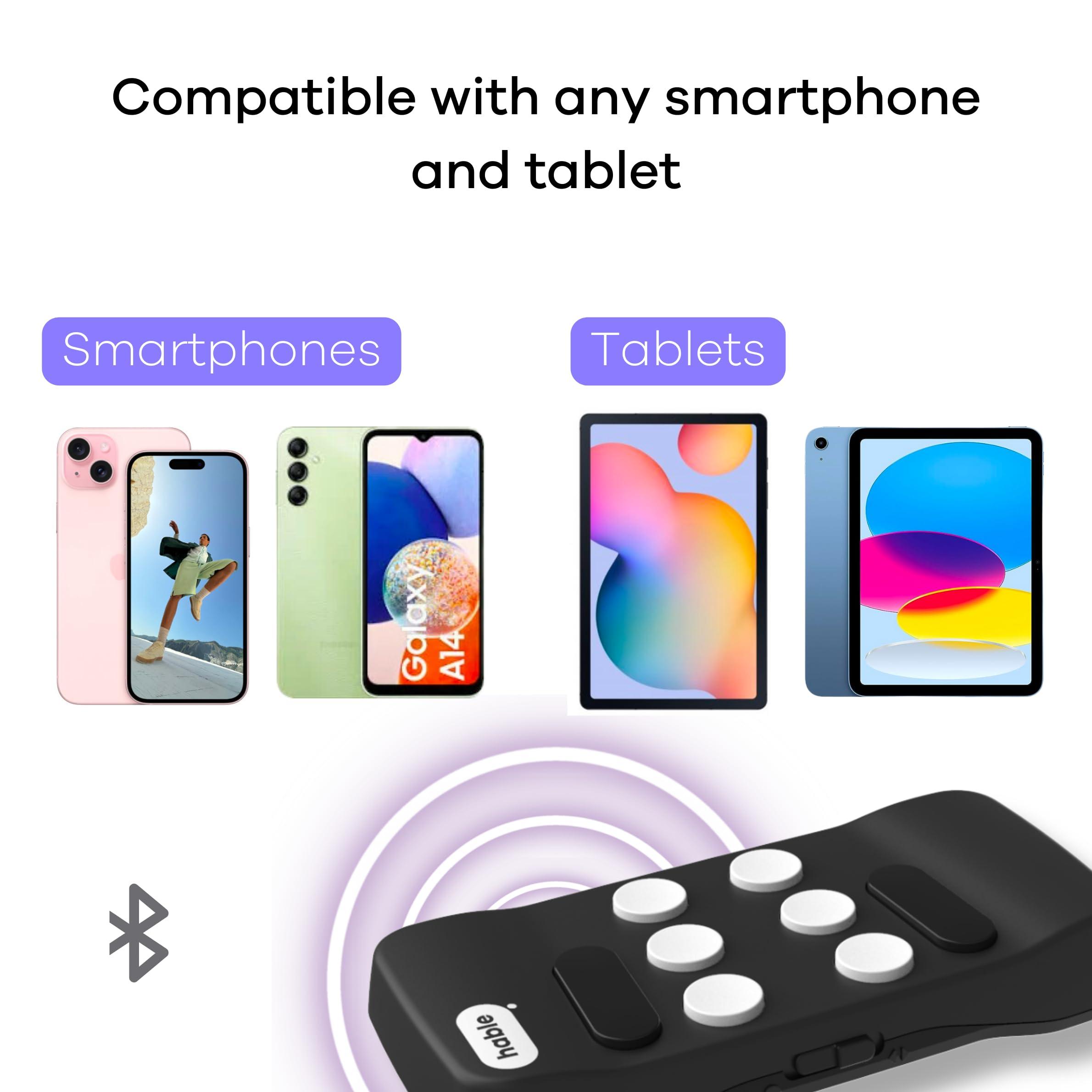 Hable One Hable One Smallest Braille Keyboard for Visually Impaired People for iPhone, Android, and Tablets That Makes Typing Easier and Faster for Students and Blind People