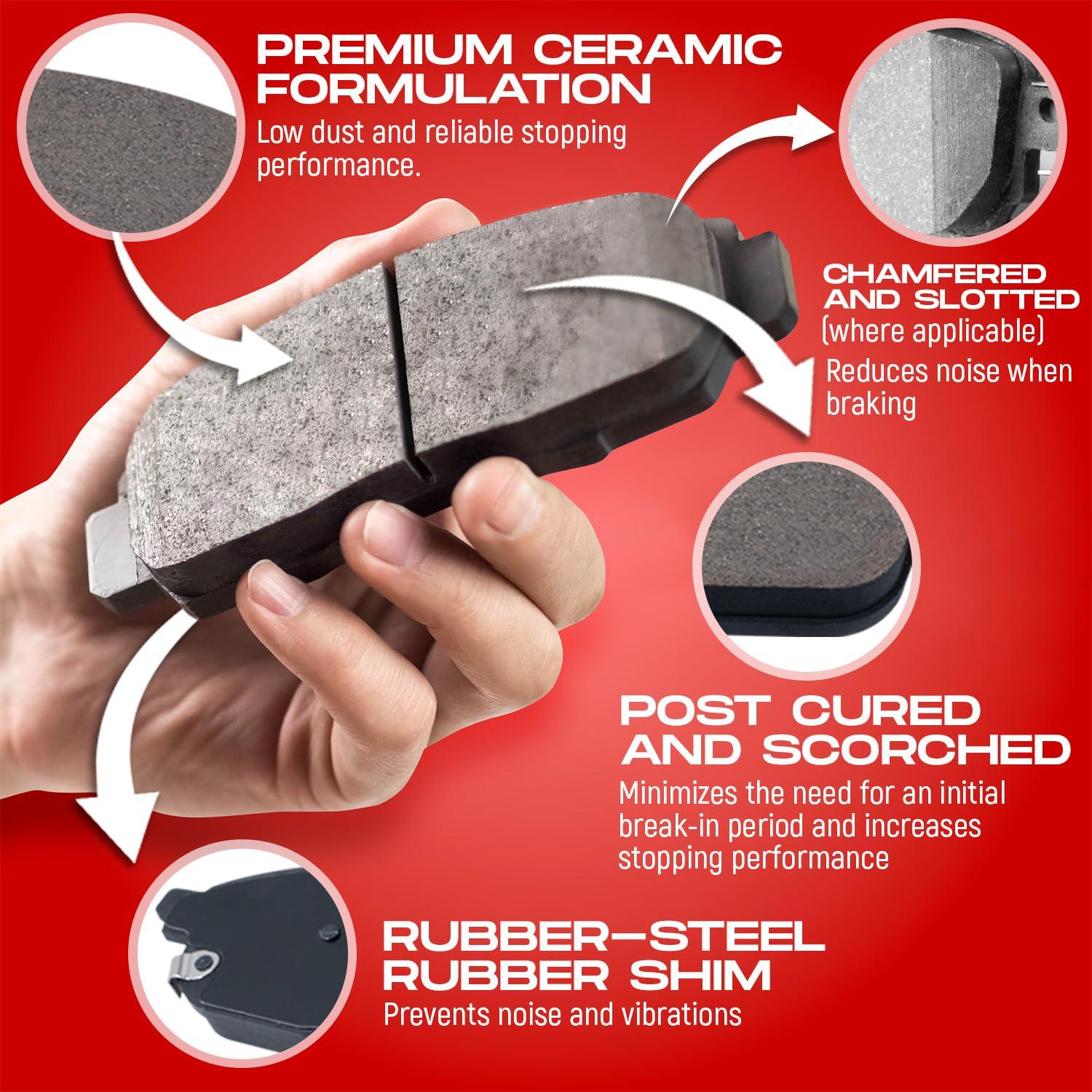 R1 Concepts R1 Concepts Rear Brakes and Rotors Kit |Rear Brake Pads| Brake Rotors and Pads| Ceramic Brake Pads and Rotors |Hardware Kit |fits 2014-2015 Mercedes-Benz CLA250