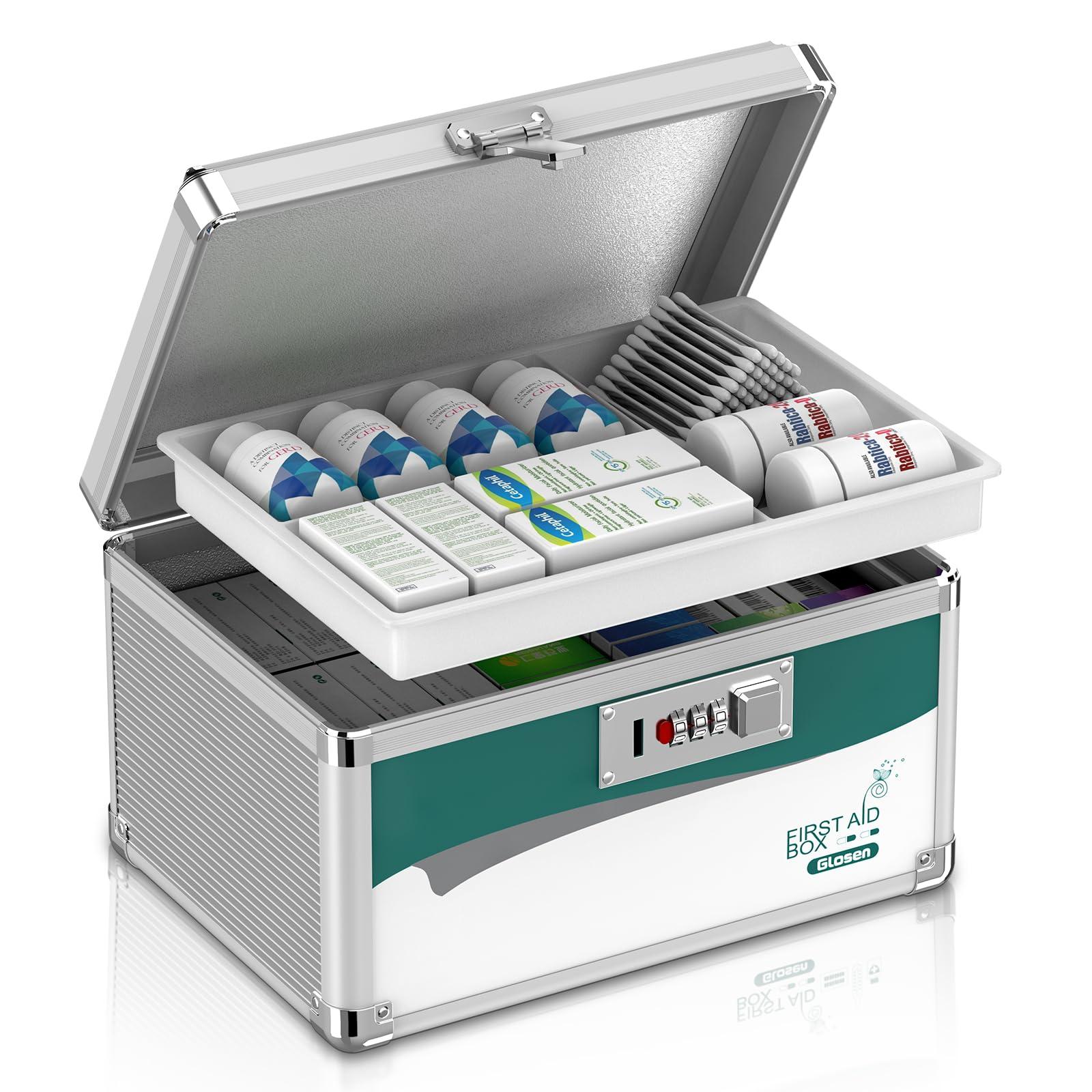 Glosen Glosen Medicine Lock Box with Combination Lock, Medication lock boxSmall 10x6.7x6.7 Inch medicine safe lock box,medical box organizer