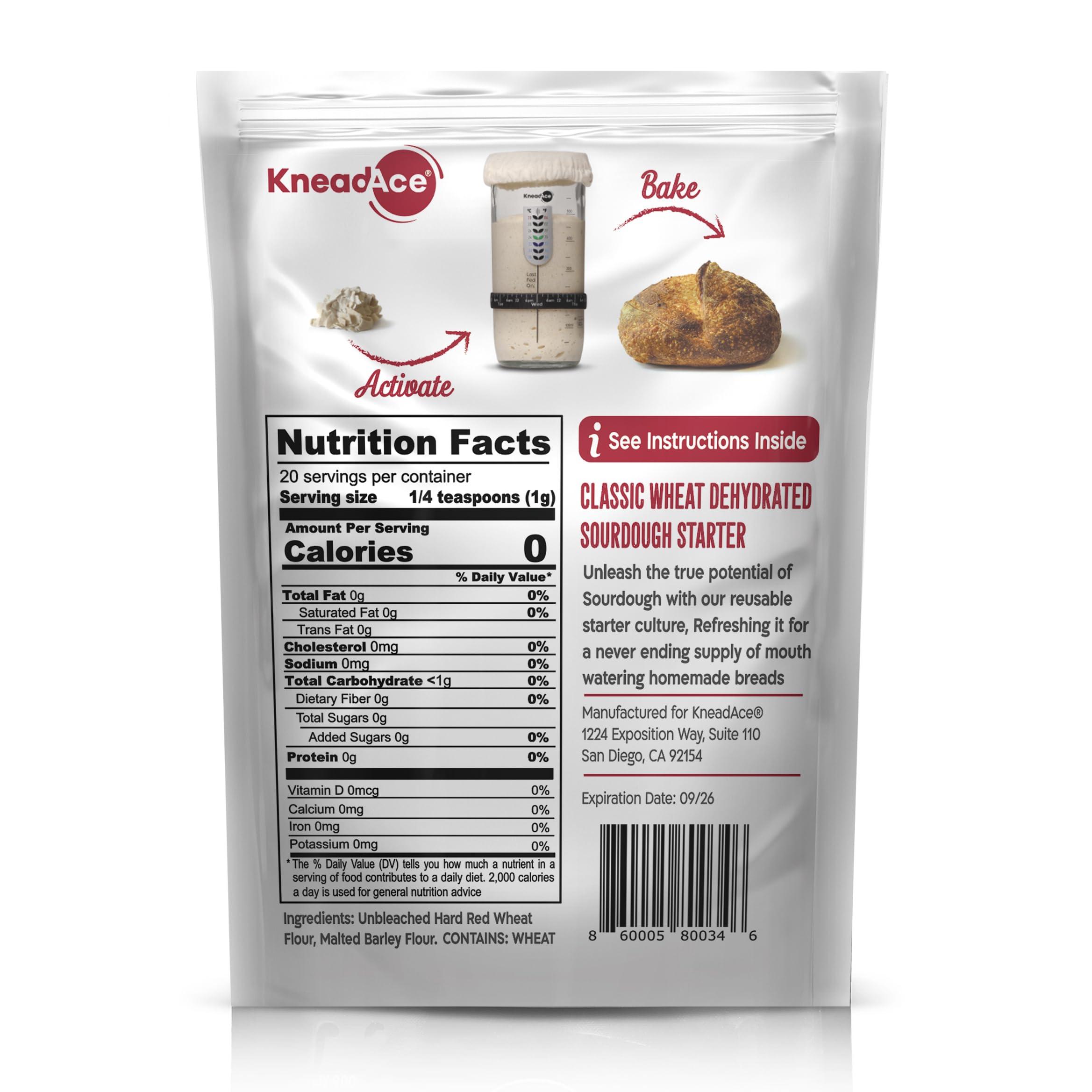 KNEADACE KneadAce 24 Oz Sourdough Starter Jar Kit and Starter Culture
