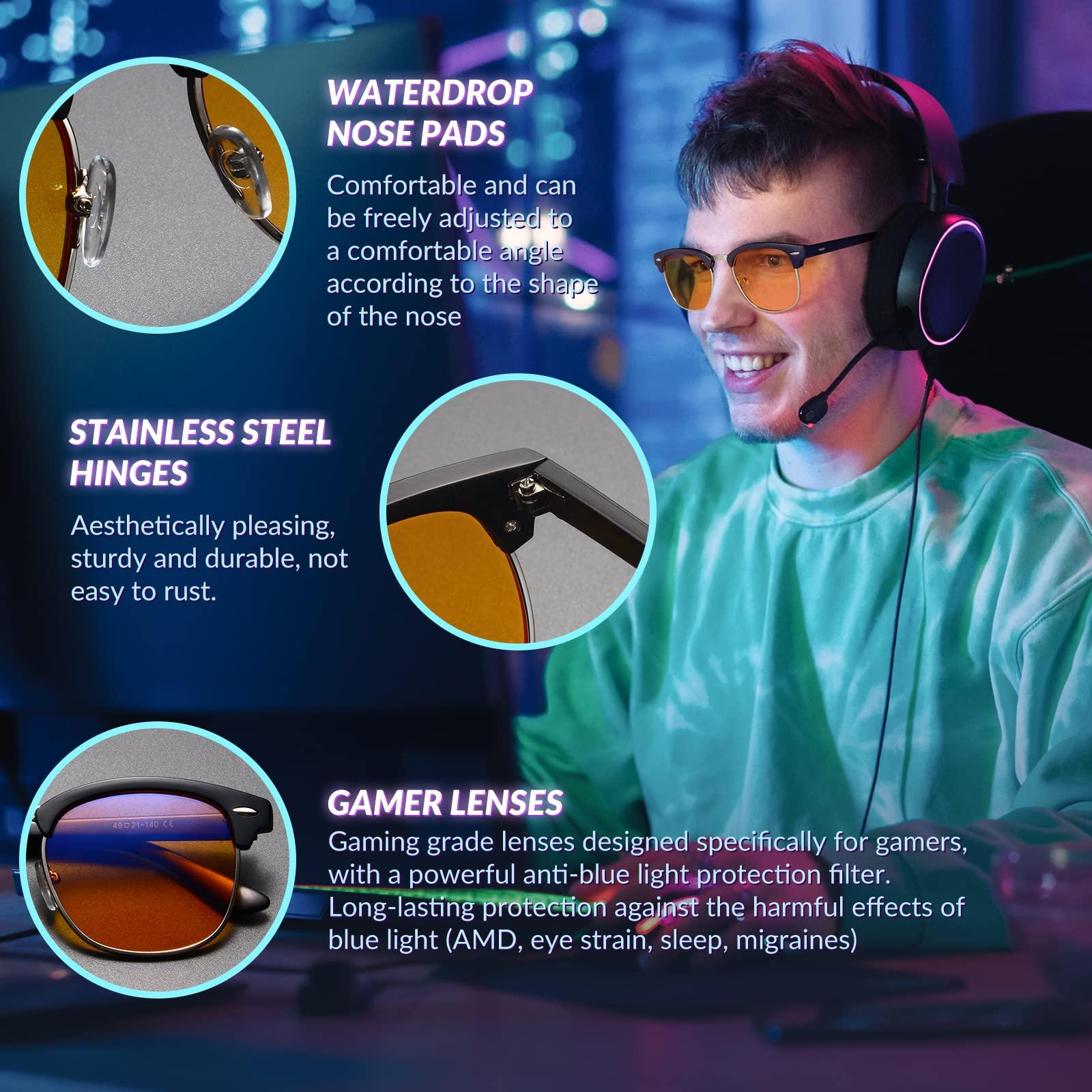 racico racico Computer Blue Light Blocking Glasses Blue Light Glasses Men Women, Anti Blu-Ray Clear Gaming Glasses Lenses