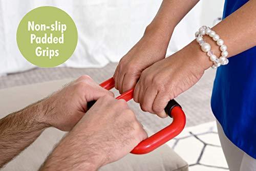 Able Life Comfortably Independent Able Life Handy Handle, Lift Assist Device for Elderly and Disabled, Patient Standing Aid for Handicapped, Red with Rubber Grip
