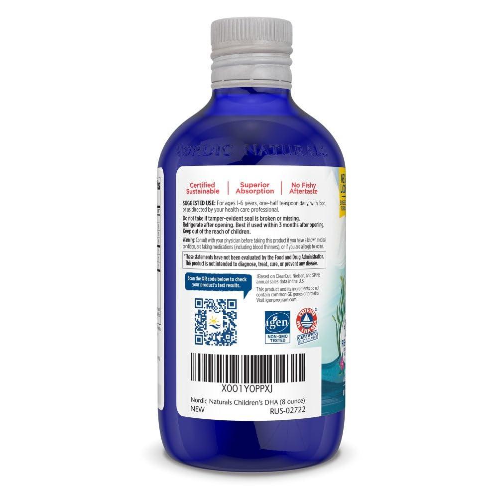 Nordic Naturals Nordic Naturals Children’s DHA, Orange - 8 oz for Kids - 530 mg Omega-3 with EPA & DHA - Brain Development & Function - Non-GMO - 96 Servings