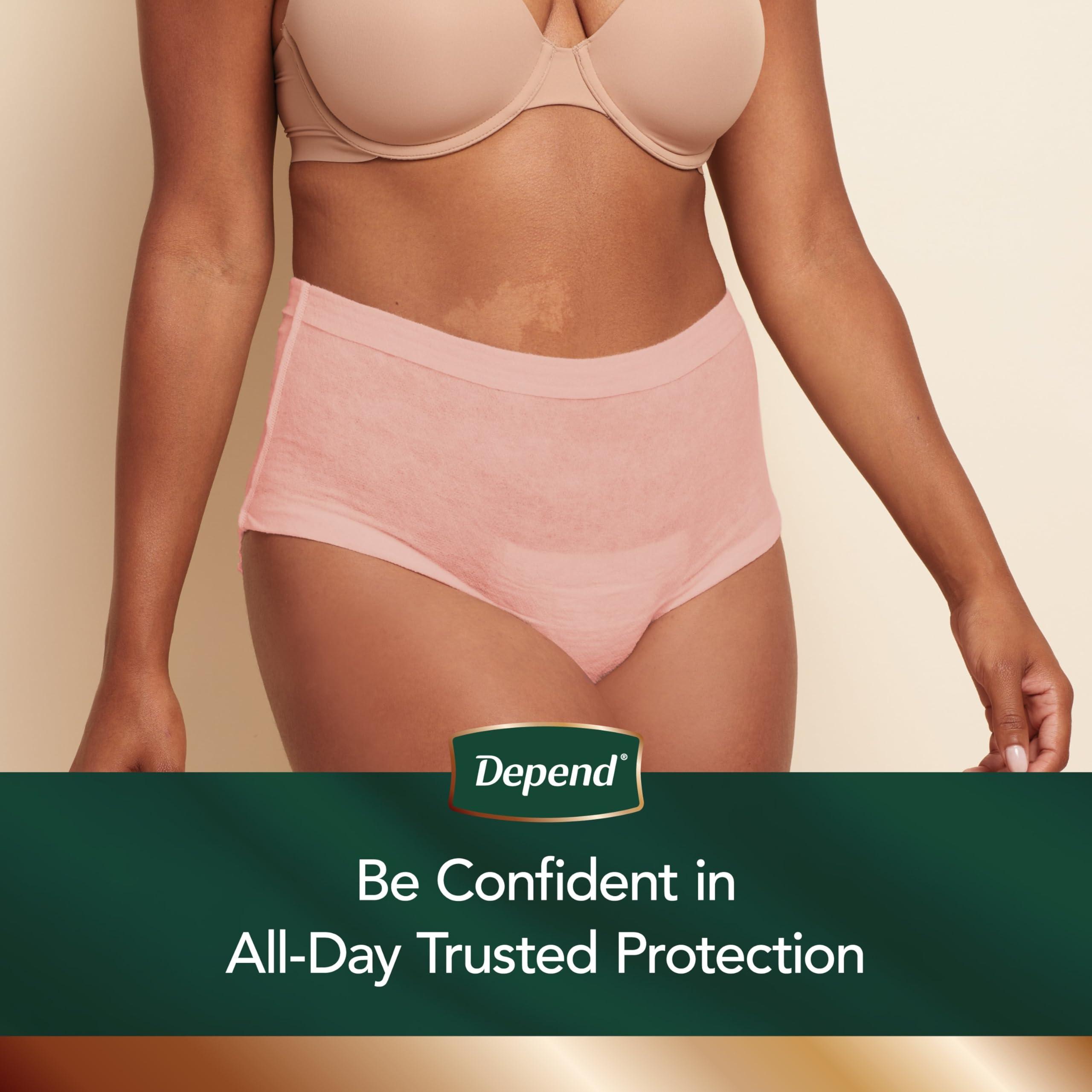 Depend Depend Silhouette Adult Incontinence & Postpartum Underwear for Women, Maximum Absorbency, Large, Pink, 12 Count (Packaging May Vary) (Pack of 2)