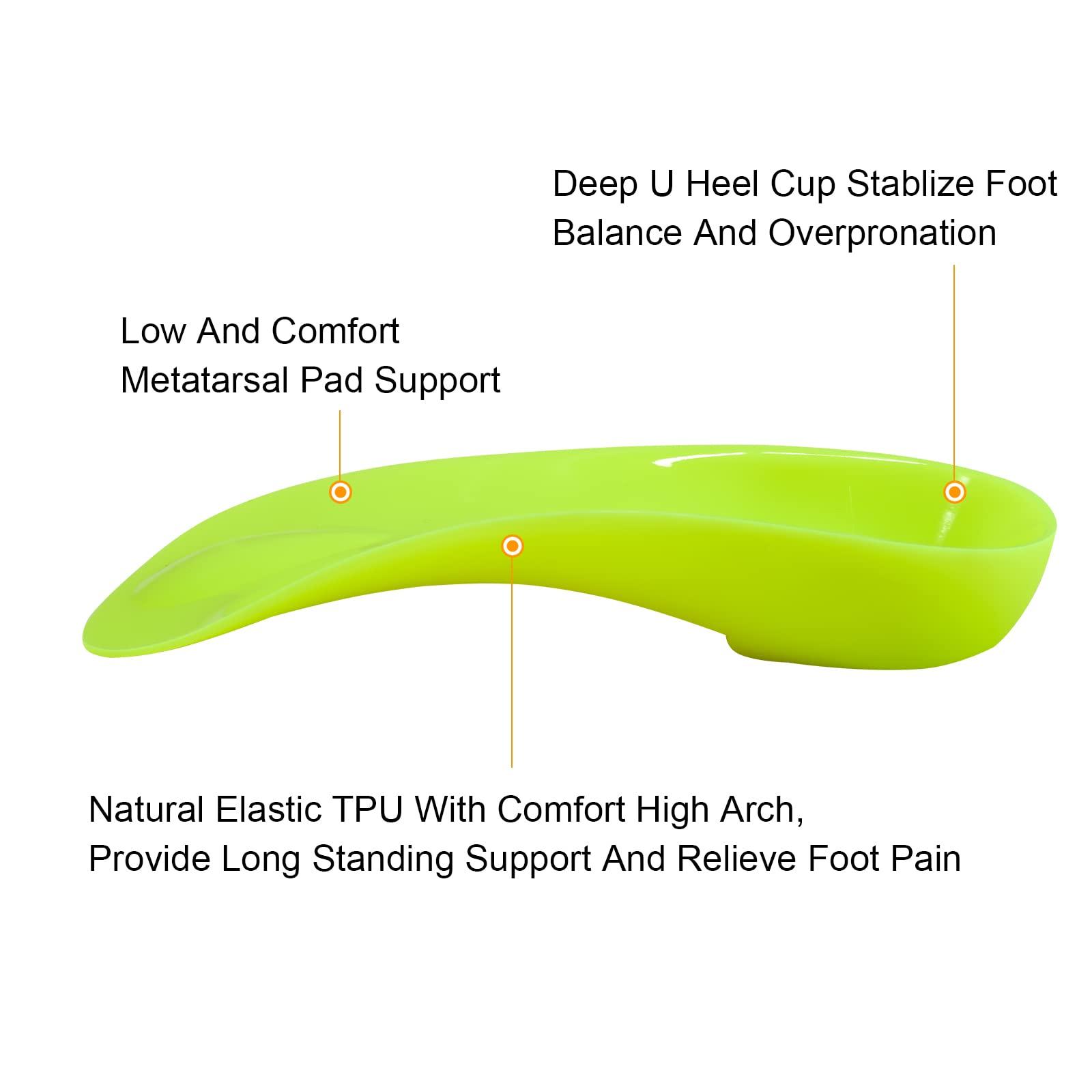 FiotSkep FiotSkep 3/4 Original High Arch Inserts Firm Orthotics for Plantar Fasciitis Flat Feet Over-Pronation, Comfort Metatarsal Pad Support Insoles Relief Heel Spur Pain