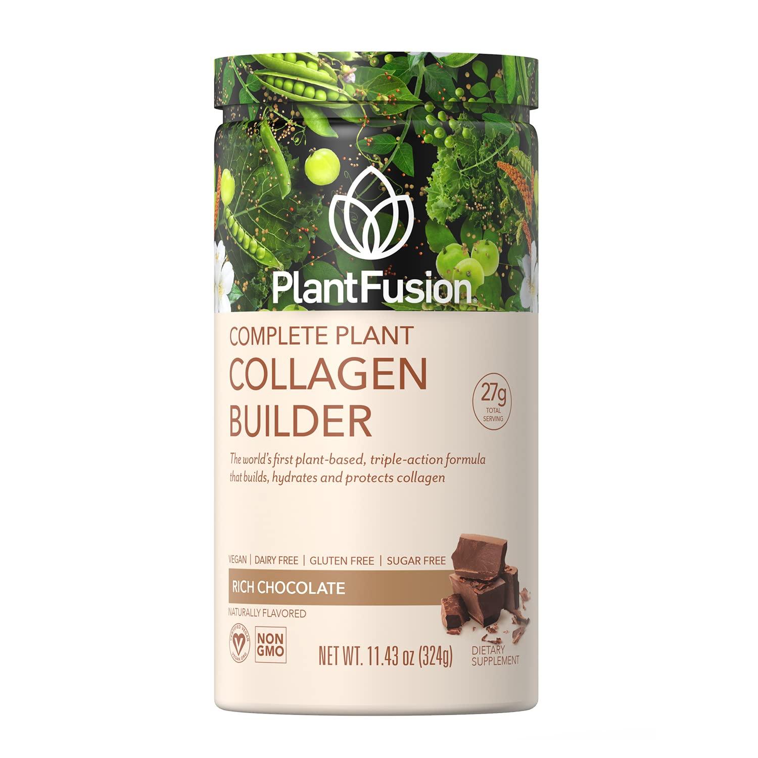 PlantFusion PlantFusion Vegan Collagen Powder - Plant Based Collagen Protein Powder For Muscle & Joints, Hair, Skin & Nails - Keto, Gluten Free, Soy Free, Non-Dairy, No Sugar, Non-GMO - Chocolate 11.43 oz