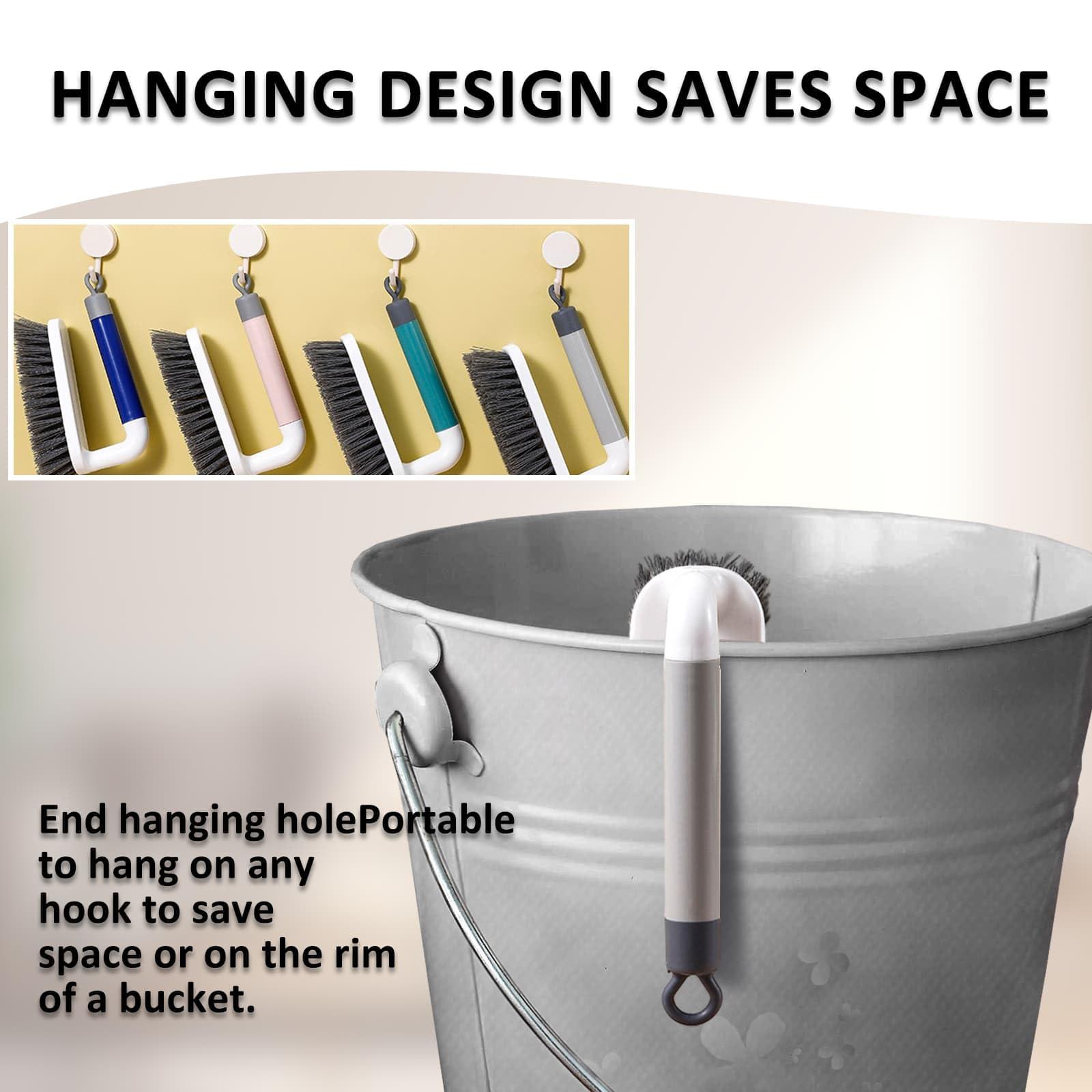 Aebor Scrub Brush, Scrubbing Cleaning Brushes, Heavy Duty Cleaning Brushes with Handle, for Shower, Bathroom, Carpet, Kitchen and Bathtub Scrubber, 2 Pack (Grey)