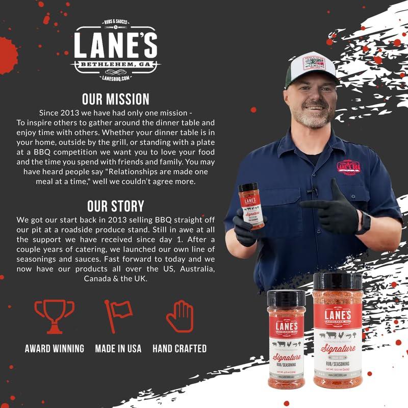 Lane's Lane\'s Signature BBQ Seasoning Rub, All-Natural BBQ Seasonings and Rubs, Perfect for Beef, Meat, Chicken & Pork Rub Seasoning, Made in USA, 12.2 Oz