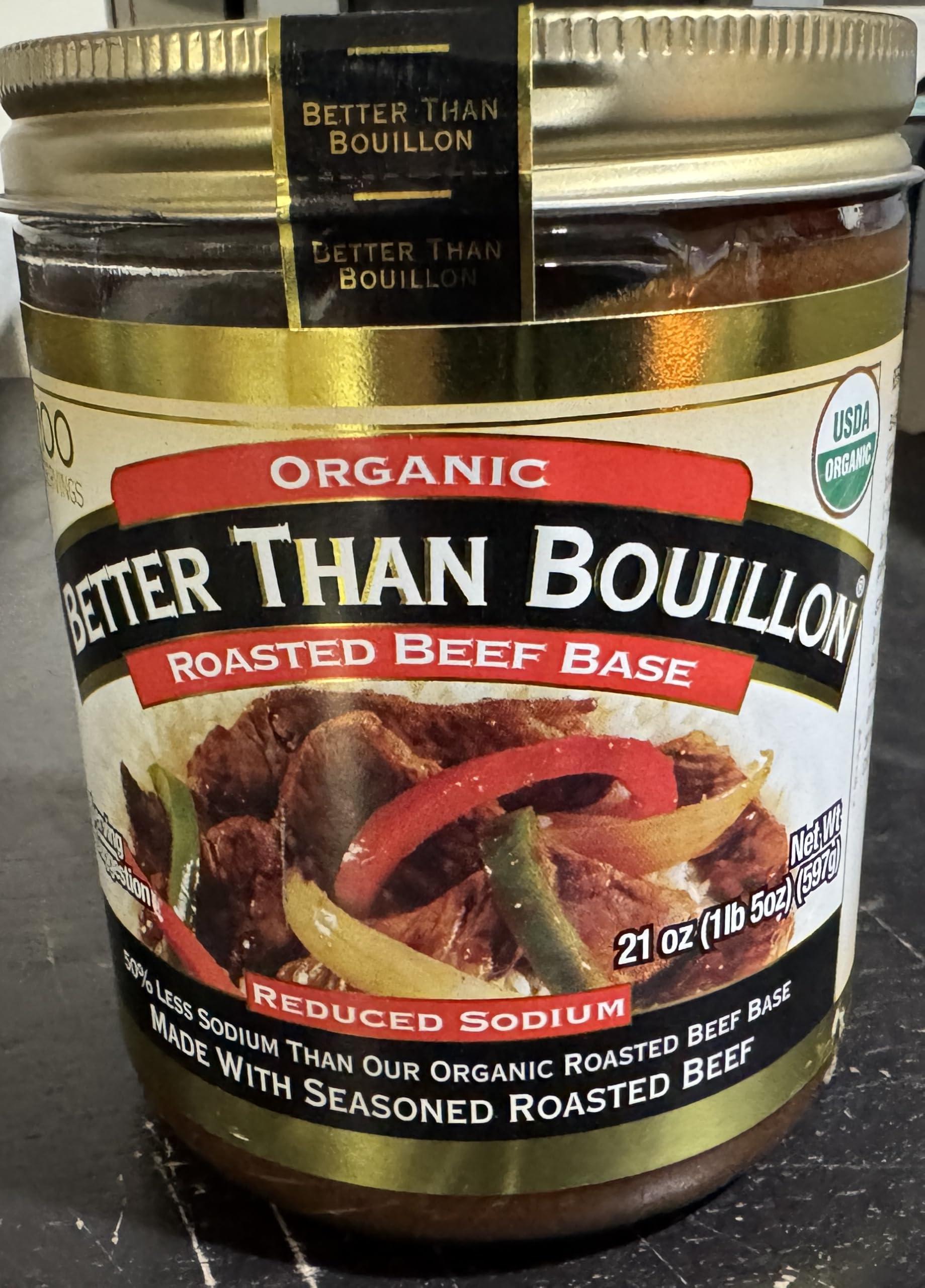Better Than Bouillon Better Than Bouillon Organic Roasted Beef Base, Made with Seasoned Roasted Beef, USDA Organic 21-Ounce Jar 100 Serving (Pack of 1)