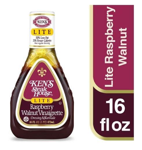 Vending 2 U Ken\'s Steak House Lite Raspberry Walnut Vinaigrette - 16 fl oz, Pack of 4