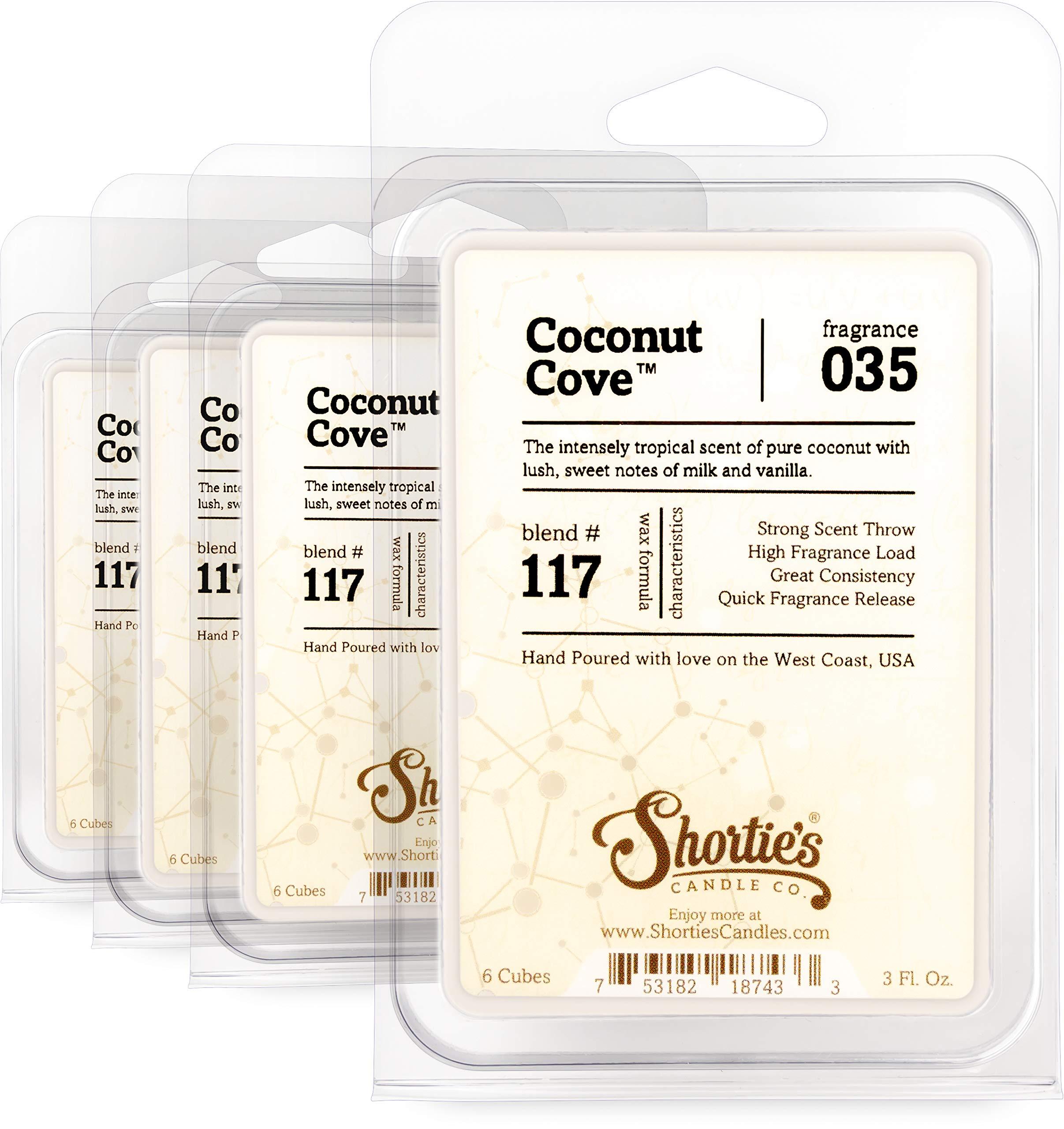 Shortie\'s Candle Company Shortie\'s Candle Company Coconut Cove Wax Melts Bulk Pack - Formula 117-4 Highly Scented 3 Oz. Bars (12 Oz. Total) - Made with Natural Oils - Fruit & Berry Air Freshener Cubes Collection