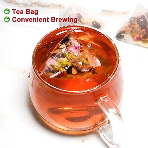 Plant Gift Plant Gift 50 Cups Mulberry Rose Tea Bag ( SANG SHEN MEI GUI CHA) 8.81oz (5g*50bags/250g) Poria cocos, Lily Natural Mixed Herbal Combination of Floral Tea