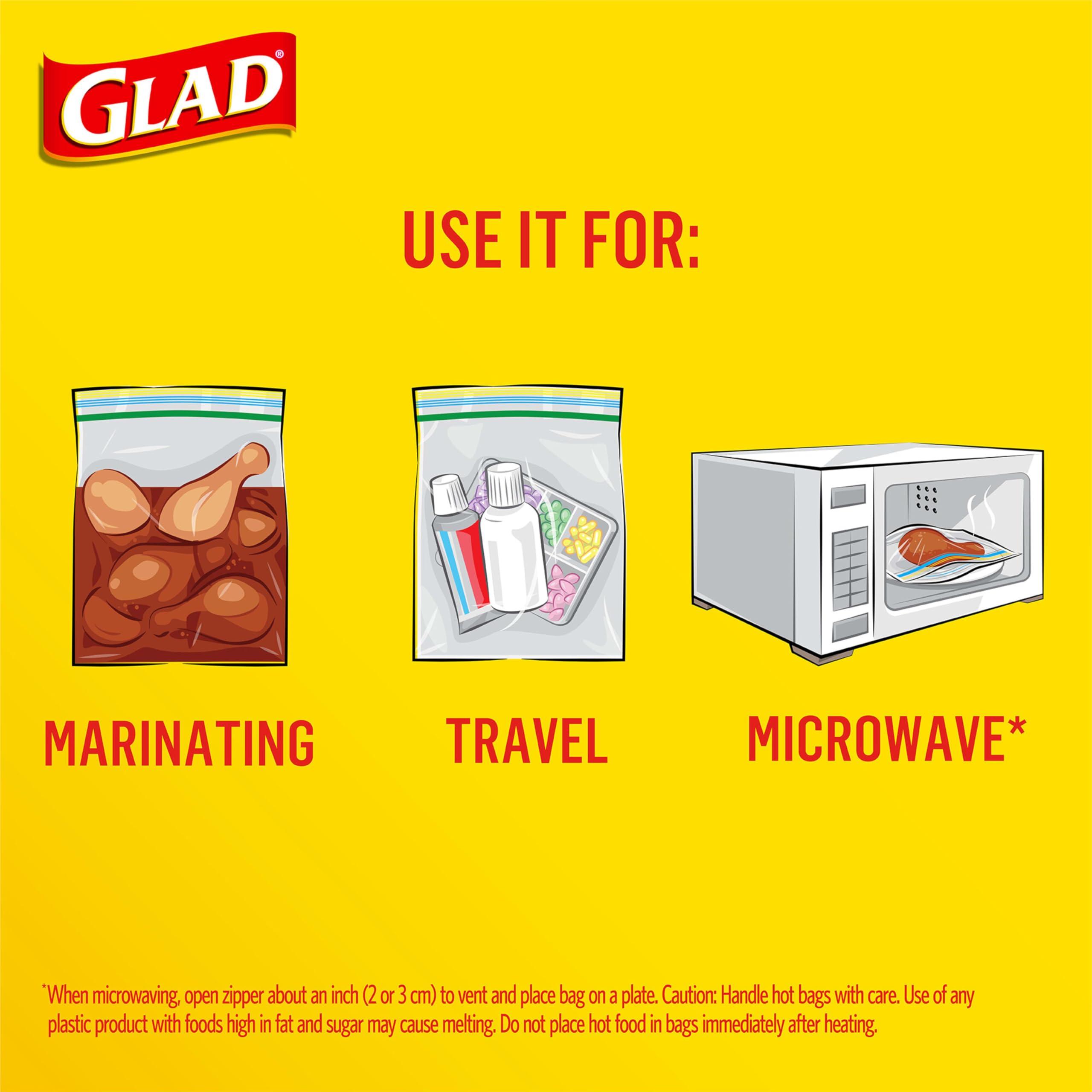 Glad Glad Zipper Food Storage Plastic Bags, Snack, 50 Count (Packaging May Vary)