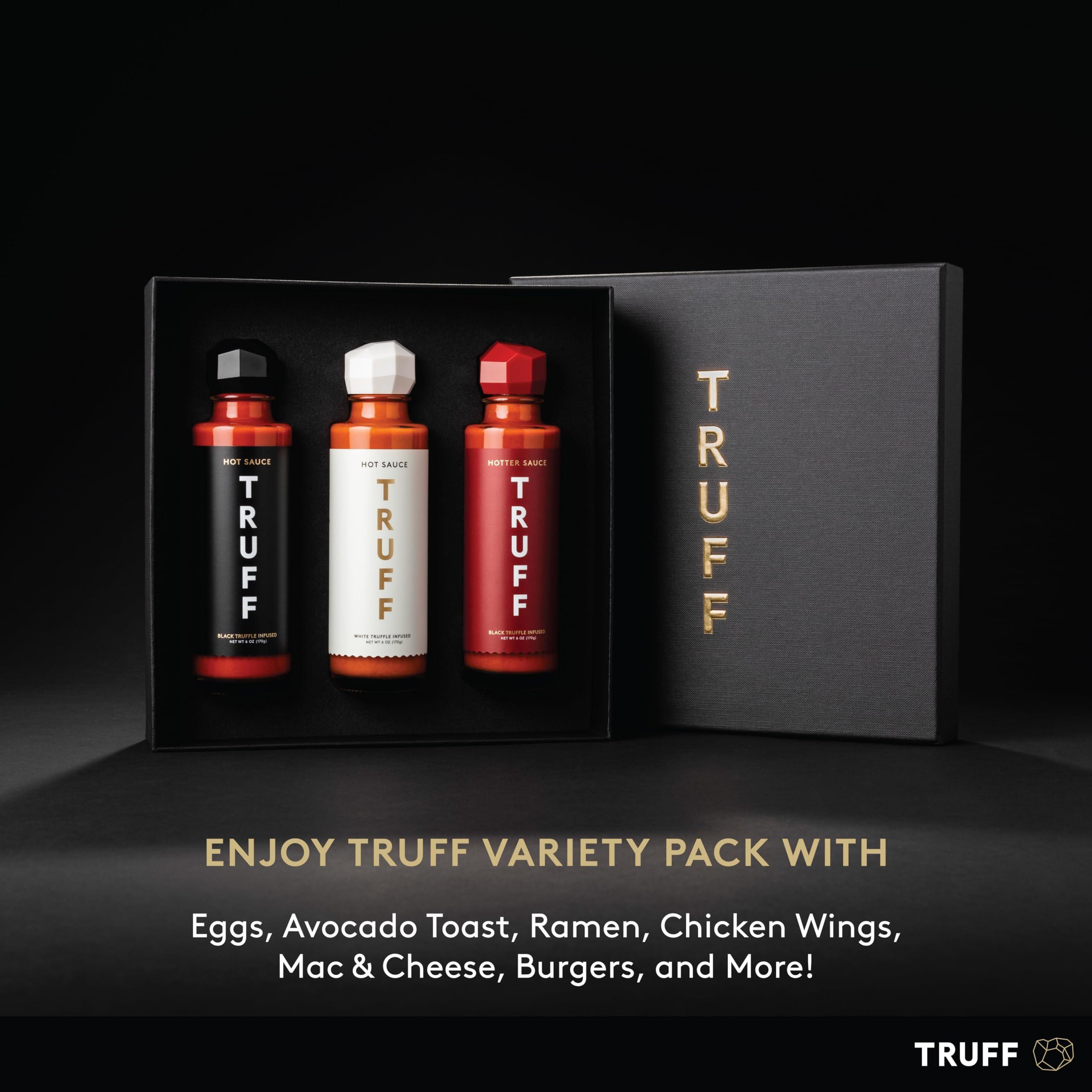 TRUFF TRUFF Hot Sauce Variety Pack, Gourmet Hot Sauce Set of Original, Hotter and Limited White Edition, Unique Flavor Experiences with Truffle, 3-Bottle Bundle, 3ct 6oz bottles