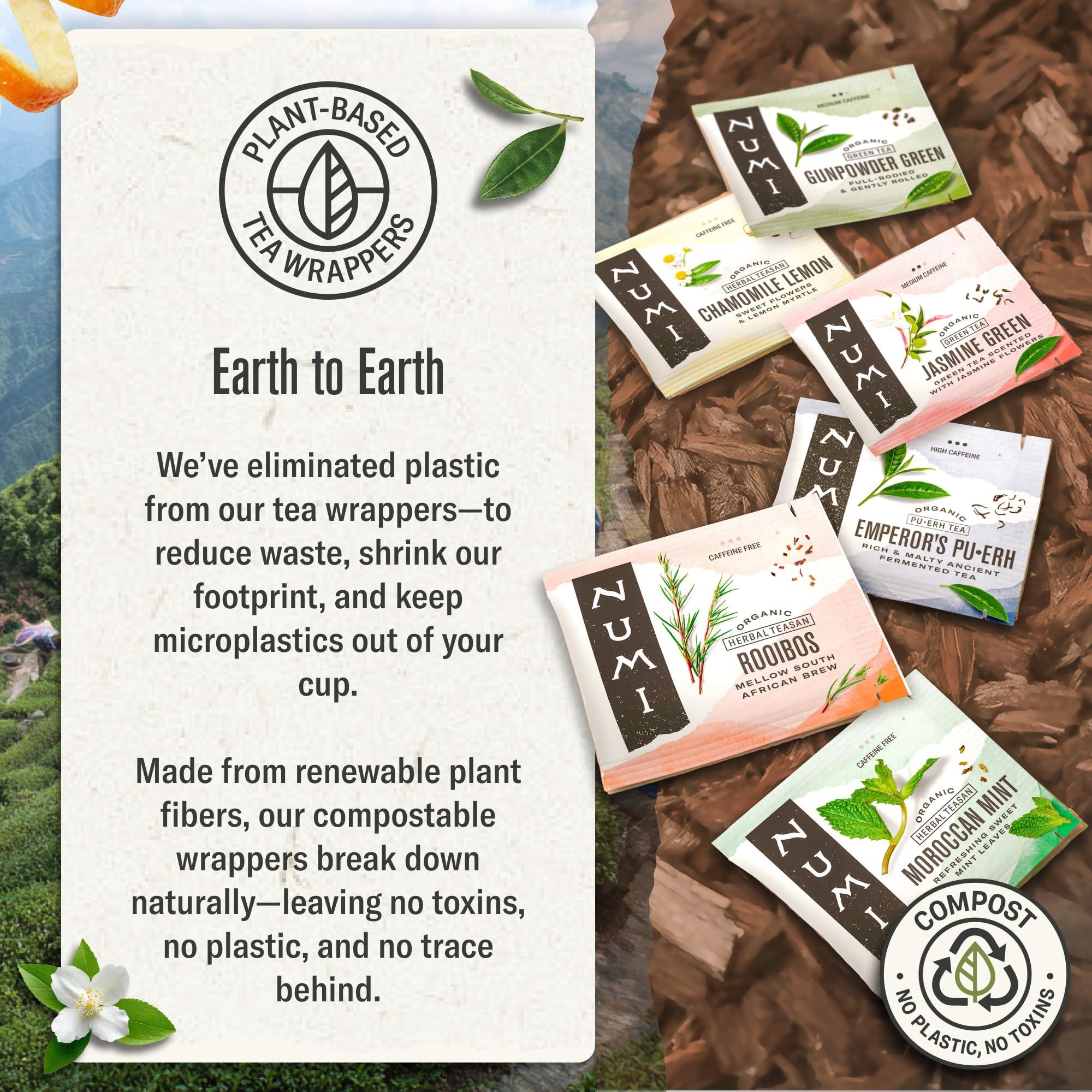 Numi Numi Organic Moroccan Mint Tea, 100 Tea Bags, Refreshing Nana Mint, Caffeine Free Herbal Tea