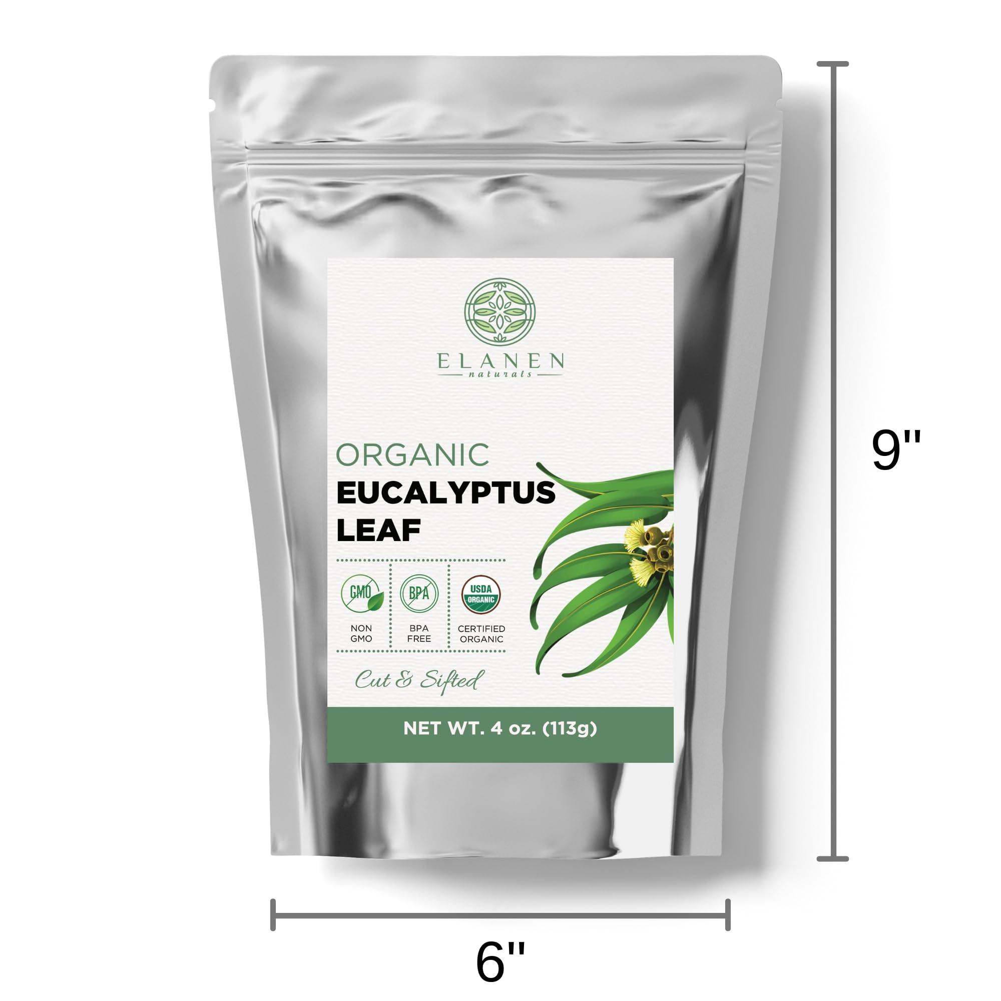 ELANEN naturals Organic Eucalyptus Leaf Tea 4 oz. (113g), USDA Organic Eucalyptus Tea, Eucalipto Hojas Naturales, Eucalipto Leaves, Te De Eucalipto, Eaucalyptus, Calyptus, Cut & Sifted
