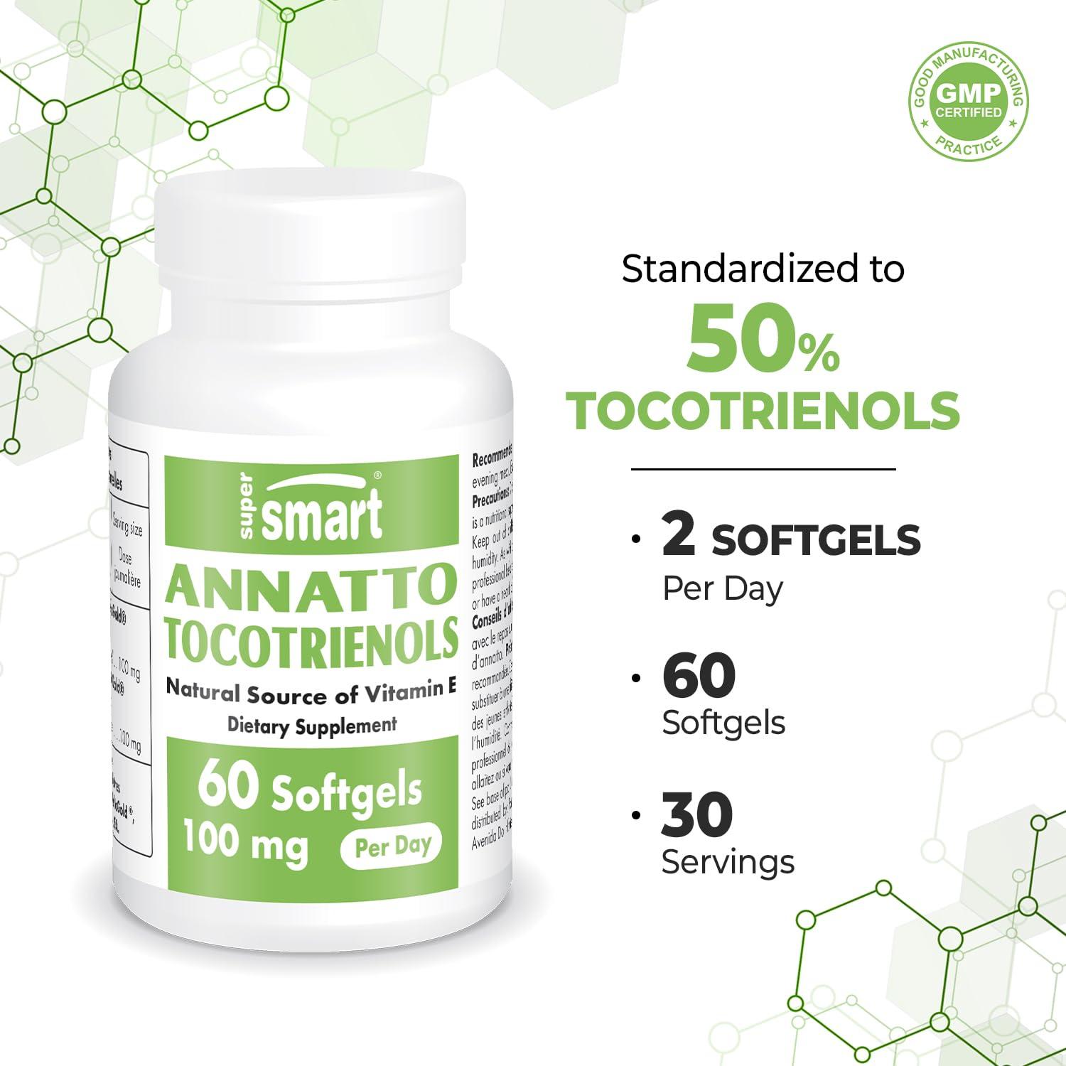 Supersmart Supersmart Annatto Tocotrienols 100mg per Day (DeltaGold Vitamin E) - Tocotrienols Supplement | Non-GMO & Gluten Free - 60 Softgels