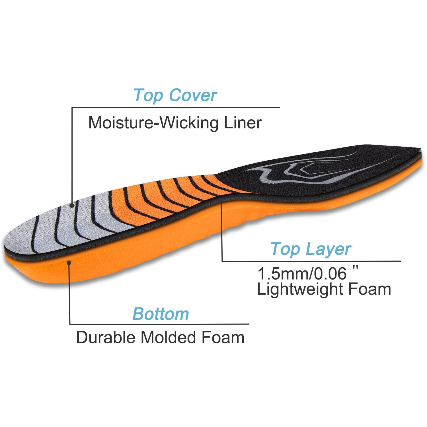 Endoto Endoto Square Toe Boot Insoles for Ariat Men\'s Shoes Replacement, Footwear Inserts Comfort & Foot Pain Relief(Size:M13-EU47)