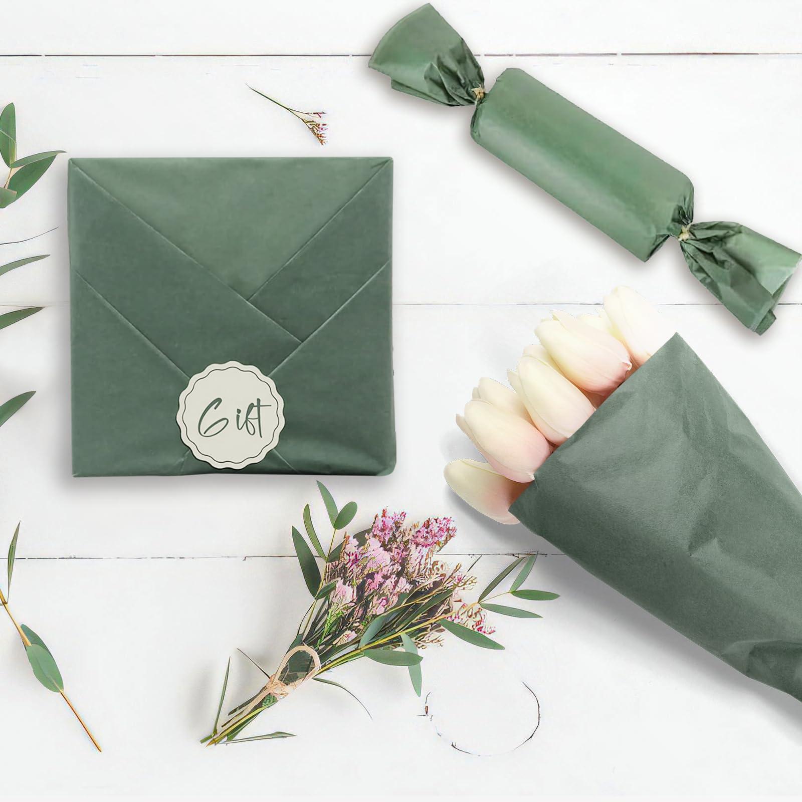 EROMAP 120 Sheets Sage Green Tissue Paper Willow Olive Green Gift Wrapping Paper Art Craft Tissue Paper Bulk for Gift Bags Baby Shower Wedding Birthday Party Decor 20 X 14