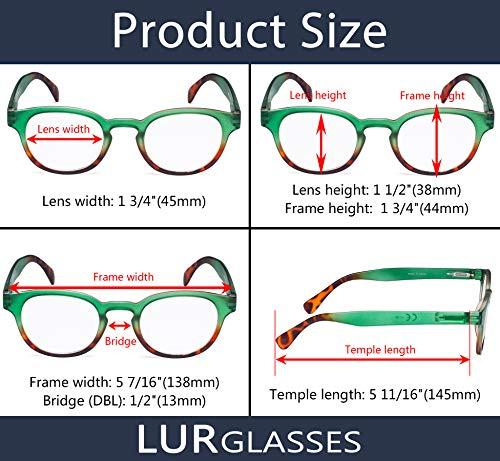 LUR READING GLASSES 4 pack Ladies Colorful Round Readers for Women Reading (Purple, 1.25)
