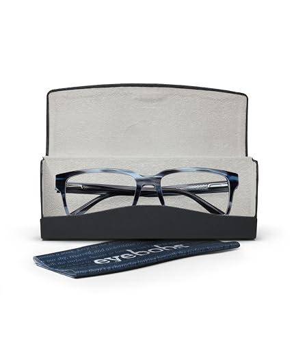 eyebobs eyebobs Wide Eyed | Premium Reading Glasses for Men and Women | Rectangle Frame for Wide Faces | Brown Stripe, 0.00