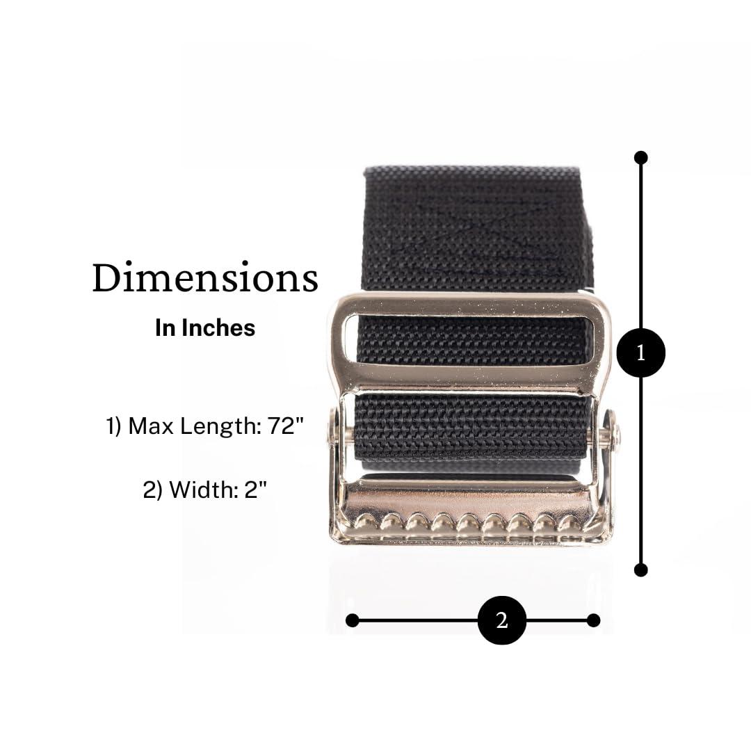 easycare Gait Belt and Transfer/Walking Assist Standing Aid, 72inch Long Metal Buckle for Seniors, Elderly, Caregiver, or Nurse (Black, 72\")