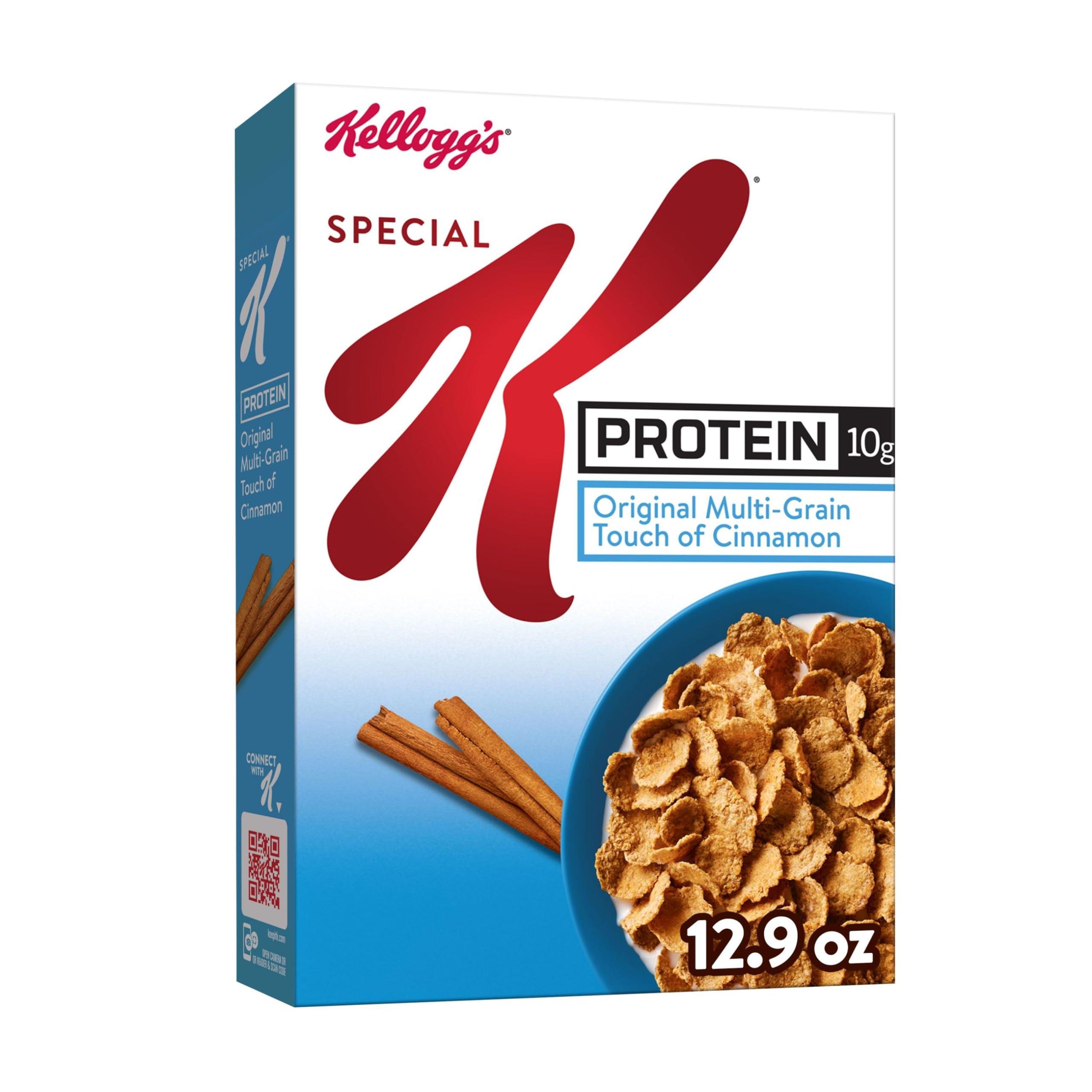 Special K Kellogg\'s Special K Protein Breakfast Cereal, Protein Cereal, Family Breakfast, Original Multi-Grain Touch of Cinnamon, 12.9oz Box (1 Box)