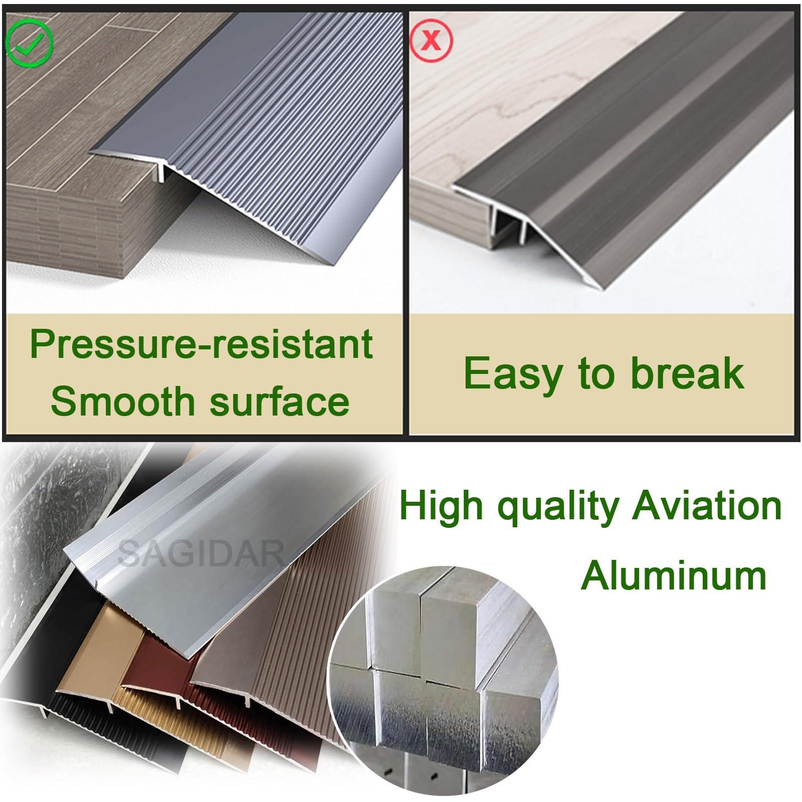 SAGIDAR Metal Threshold Ramps for Doorways, Aluminum Floor Transition Threshold Strip, Transition Board Self Adhesive, Width 10cm, Carpet Edge Strip Multicolor