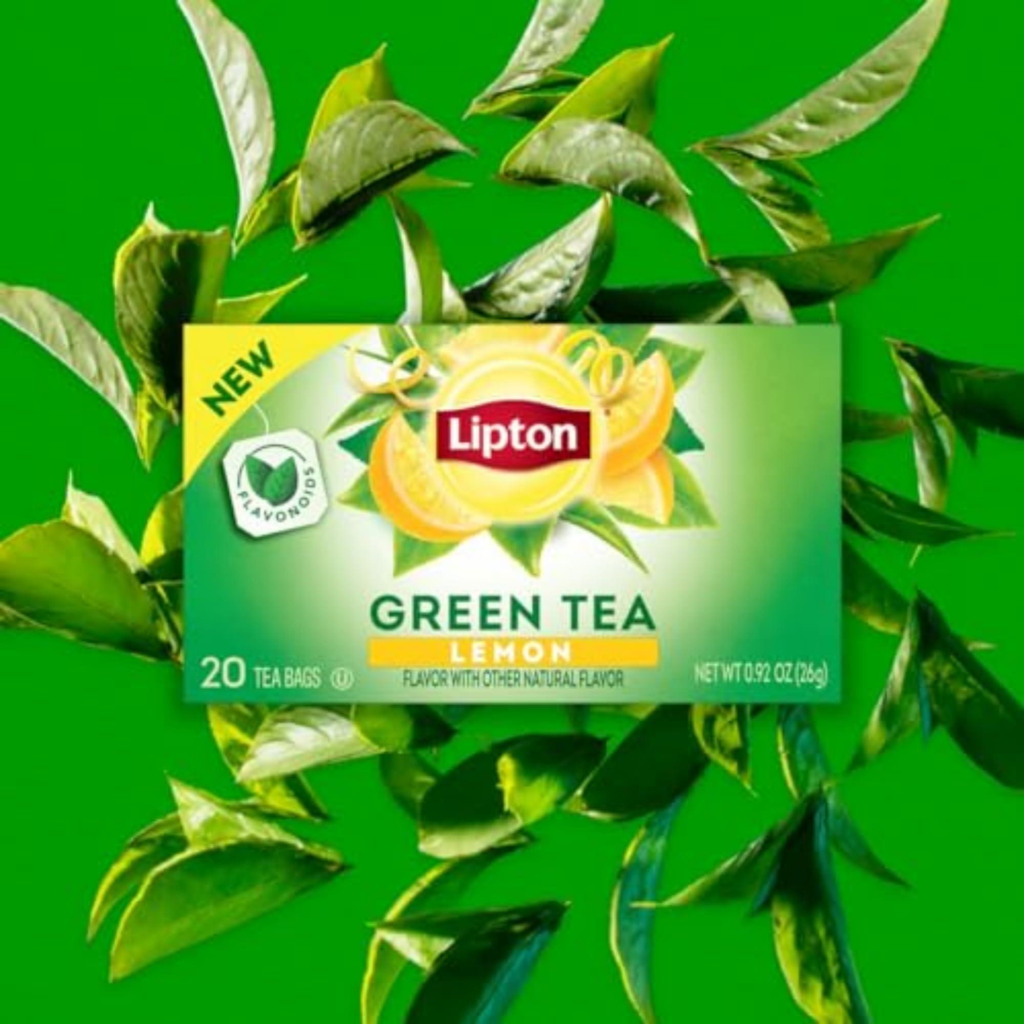 Lipton Lipton Lemon Green Tea Bags, Flavored, Unsweetened Teabags for Hot or Iced Tea with Caffeine and Flavonoids, 120 Total Bags (20ct - Pack of 6)