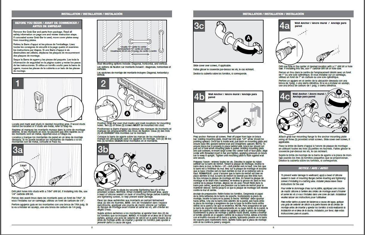 Franklin Brass Safety 1st 5748BS 1-1/4-Inch x 48-Inch Concealed Mount Safety Bath and Shower Grab Bar, Bright Stainless Steel