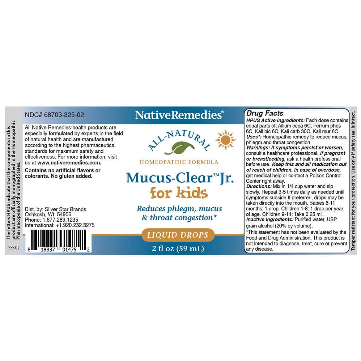 Native Remedies Native Remedies Mucus-Clear Jr. ComboPack for 24 Hour Relief of Mucus & Phlegm Congestion in Children, 59 ml