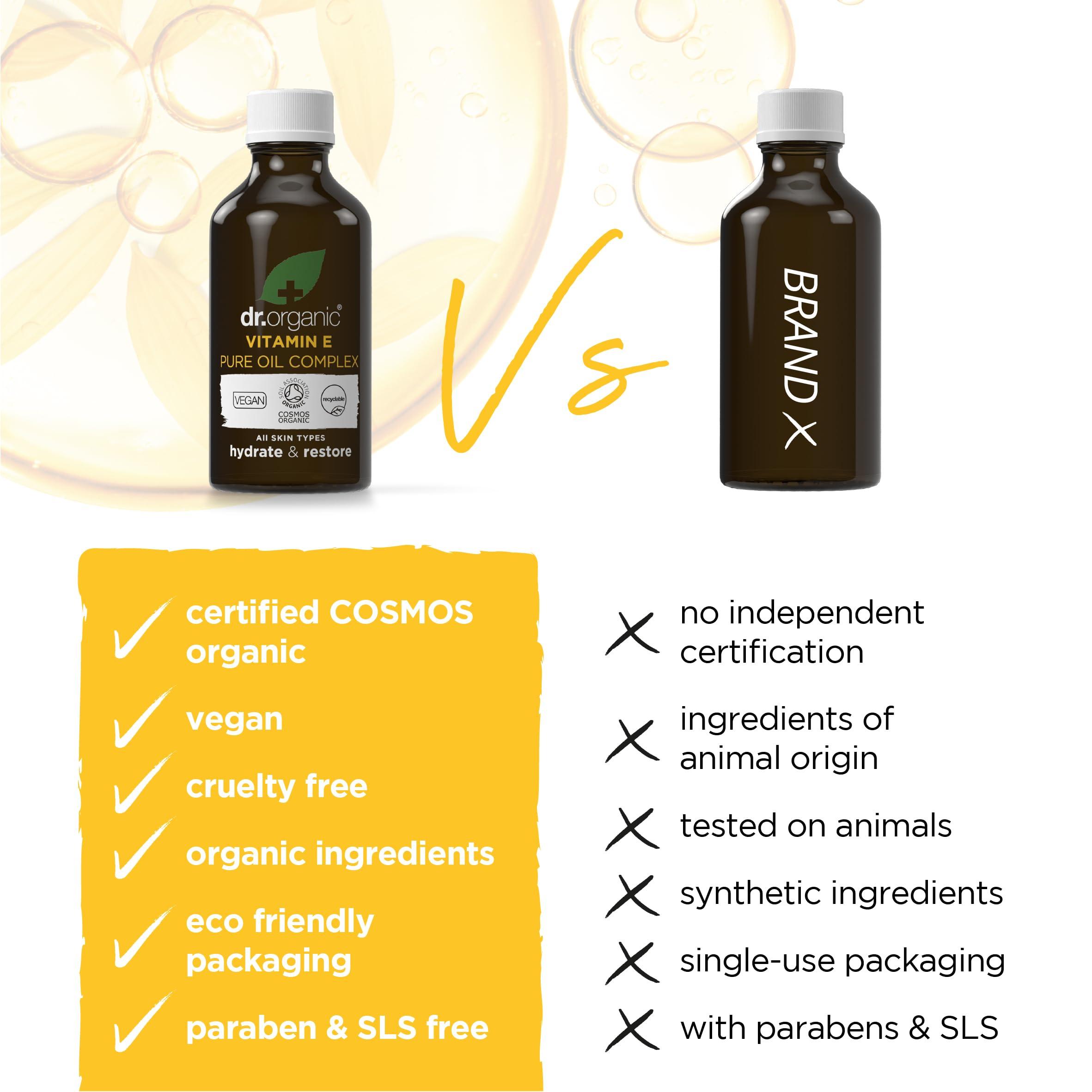 dr.organic Dr. Organic Vitamin E Pure Oil Complex | Nourishes and Protects Skin, Enhances Elasticity, Natural, Certified Organic, Paraben & SLS-Free, 50 mL / 1.7 fl oz