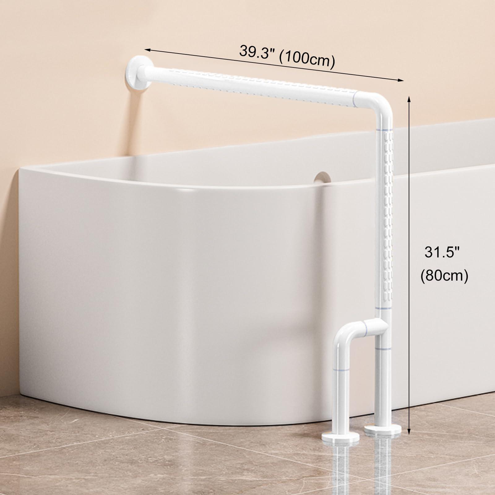 Lattice Grab Bar Wall to Floor Grab Rail, Curved Grab Bar for Toilet, Shower, or Bathtub, Secure Railing for Elderly & Handicapped, Bathroom Safety Rails