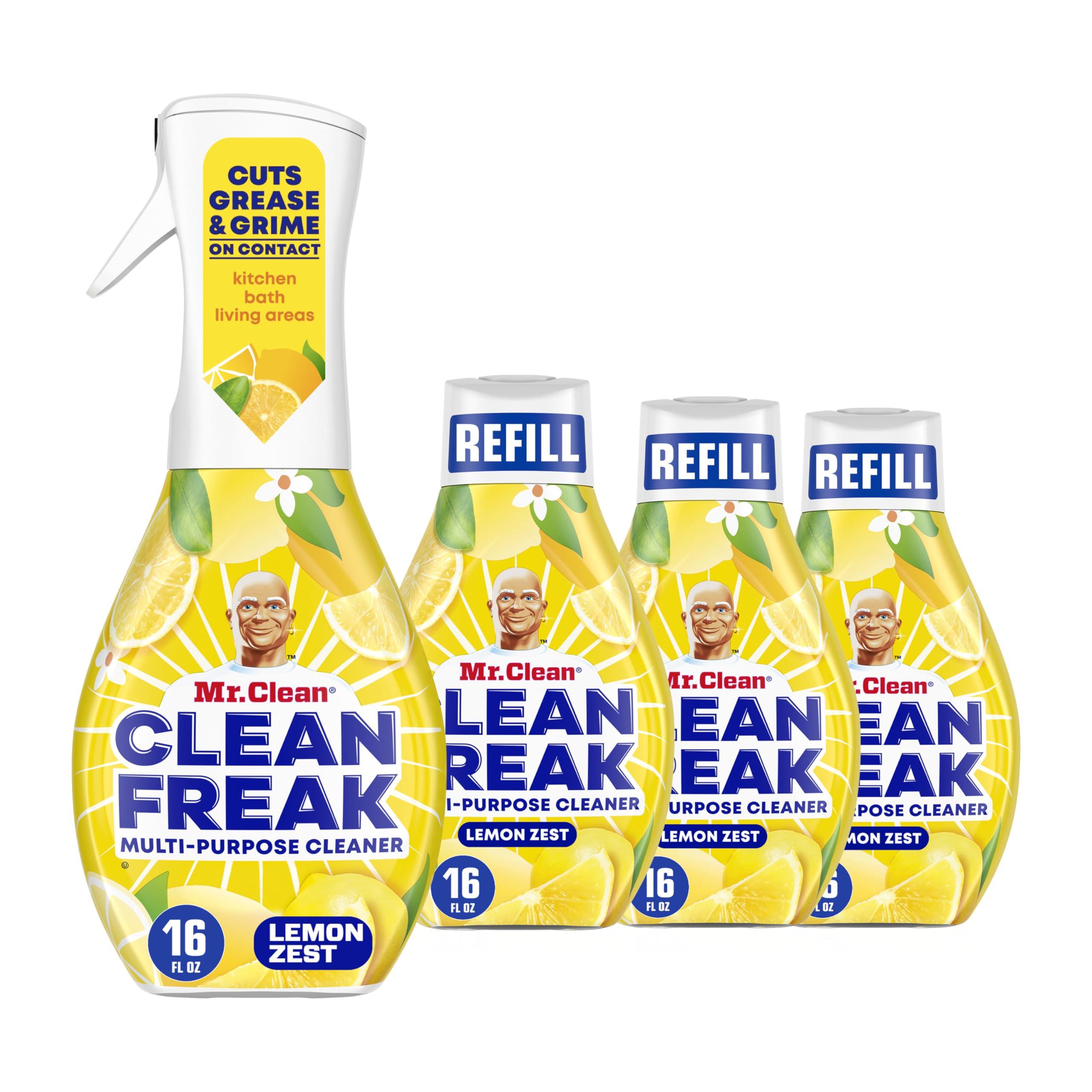 Mr. Clean Mr. Clean Clean Freak Multi Surface Cleaning Spray, Deep Cleaning Mist Starter Kit and Refill Bundle, Lemon Zest Scent, 64 fl oz