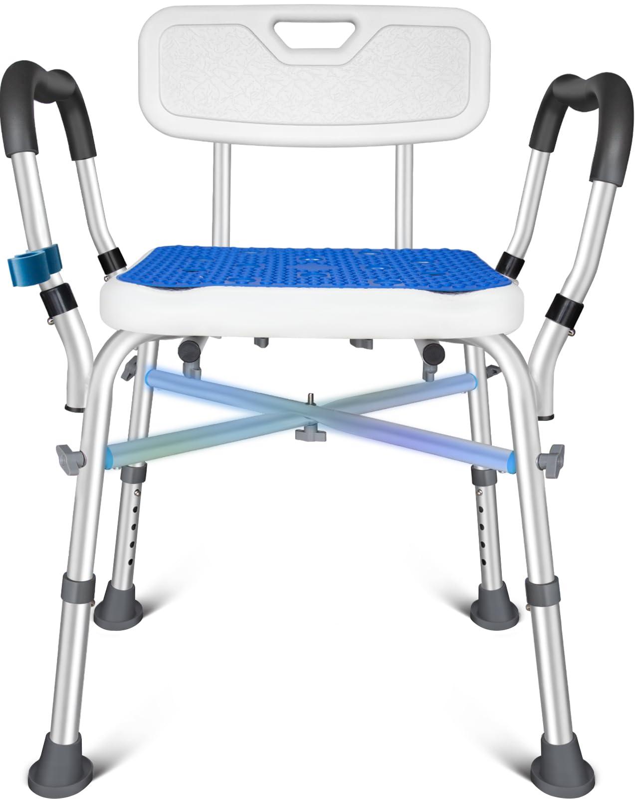 KingPavonini KingPavonini Shower Chair for Inside Shower, 550LBs Heavy Duty Bath Chair with Arms, Medical Shower Seat, Bath Stool Safety Shower Bench with Reinforced Crossing Bar for Elderly, Adults, Disabled