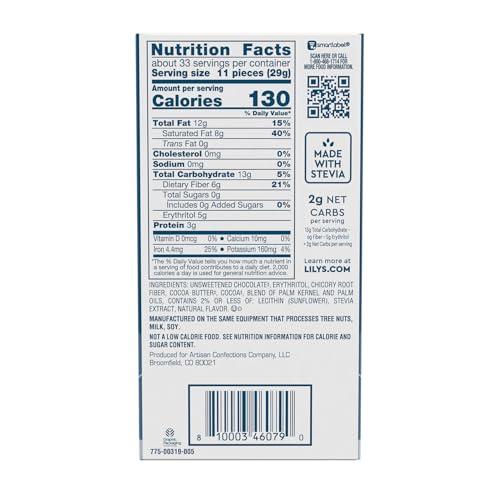 Lily's LILY\'S Extra Dark Chocolate Style No Sugar Added, Sweets Bars, 2.8 oz (12 Count)