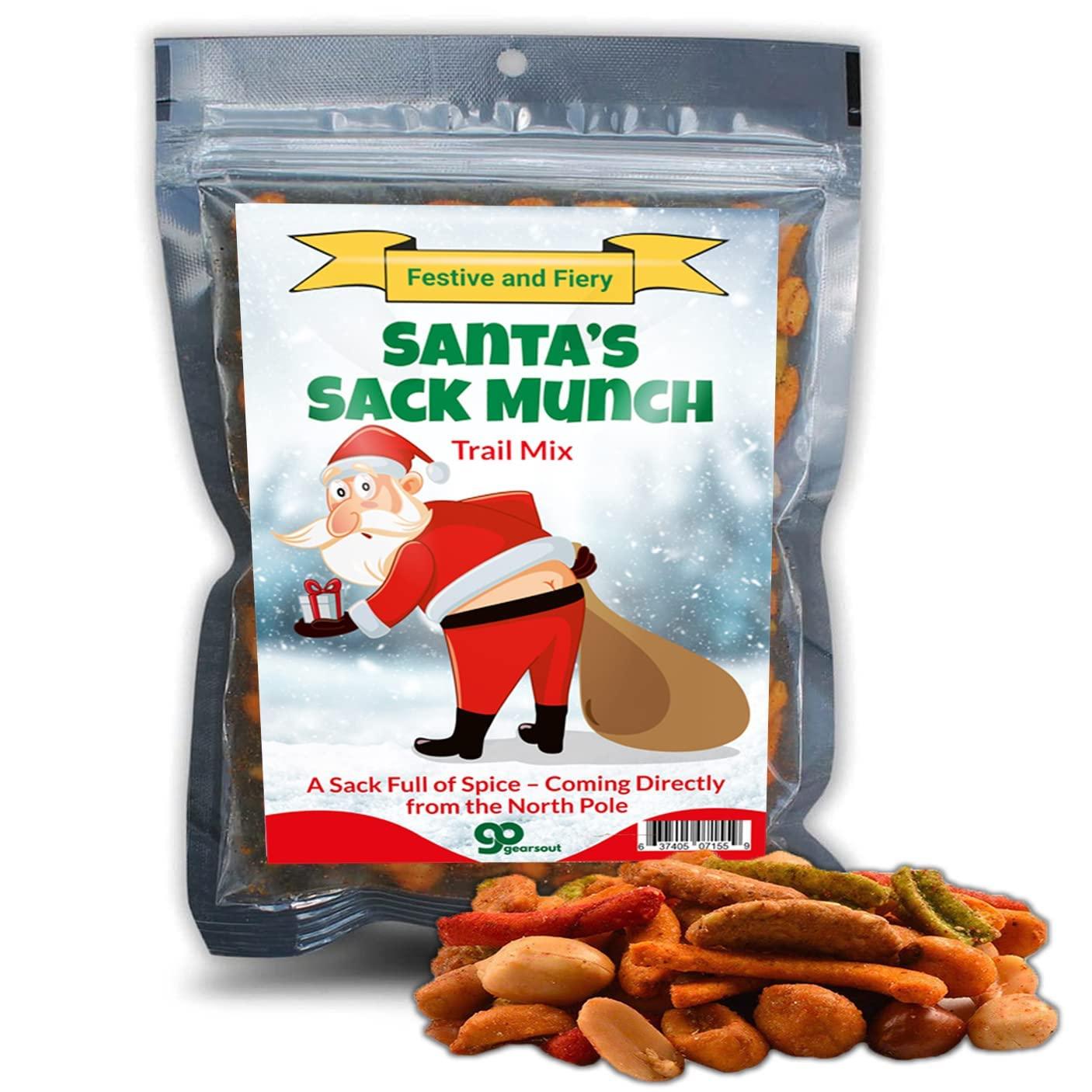 GearsOut Funny Christmas Premium Trail Mix - Hilarious Stocking Stuffers for Men Food Spicy Gifts for Women - Unique Foods Gifts and Gourmet Basket Ideas Care Packages Christmas Gag Gifts for Adults Teenagers Coworkers Friends (Santa\'s Sack)