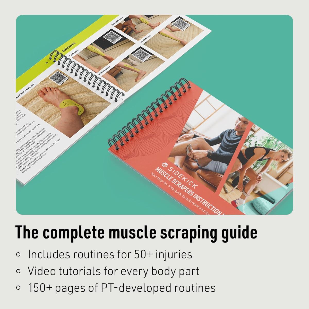 SIDEKICK Sidekick Bow Muscle Scraper - Stainless Steel Gua Sha Tool Full Kit Designed for IASTM to Relieves Back, IT Band, & Large Muscle Pain - Relieves IT Band Syndrome & Quad/Hamstring Strain