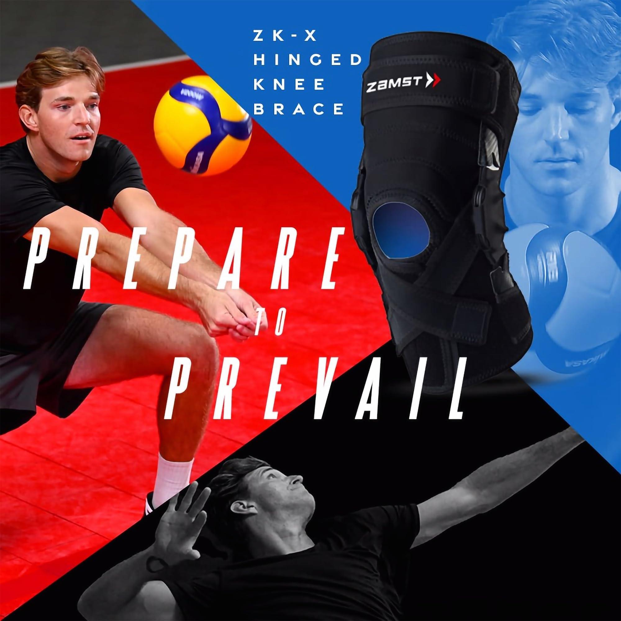 Zamst Zamst ZK-X Sports Knee Brace With Metal Hinges Protecting the Knee Ligaments For Moderate Sprains Of the ACL, MCL, LCL-for Basketball, Volleyball, Soccer, Football, Lacrosse, Ice Hockey-Black, 2XL