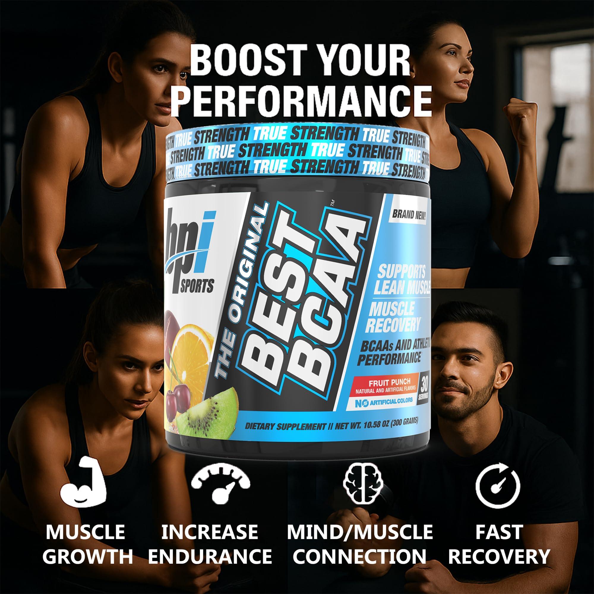 BPI Sports BPI Sports Best BCAA - BCAA Powder - Branched Chain Amino Acids - Muscle Recovery - Muscle Protein Synthesis - Lean Muscle - Improved Performance - Hydration - Fruit Punch - 30 Servings - 10.58 oz.