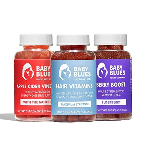Baby Blues Baby Blues Postpartum Pack (Pack of 3) - Vitamin Kit for New Moms: Hair, Energy, and Immunity Support - Assorted Flavors - Non GMO, Gluten-Free Supplements