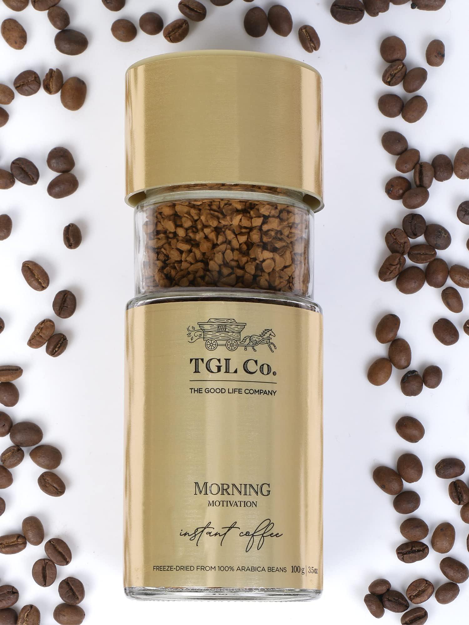 TGL Co. The Good Life Company TGL Co. The Good Life Company Morning Motivation Instant Coffee Powder (100 gm), Freeze Dried from 100% Arabica Coffee Beans Glass Bottle