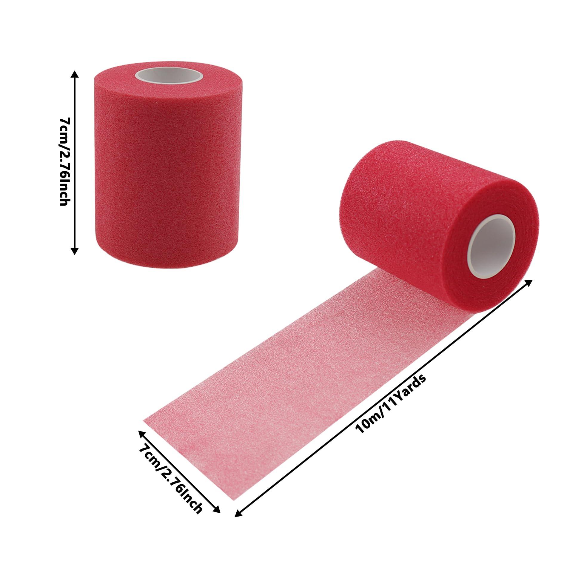 TTZEZE Pre Wrap Tape,TTZEZE Athletic Foam Underwrap,Soft Prewrap Headbands,Smooth Sports Wrap Roll,Pre Wrap Bandage Sport Tape for Ankles Wrists Hands Elbows 2.76 Inch x 11 Yards Rose Pink 6-Rolls