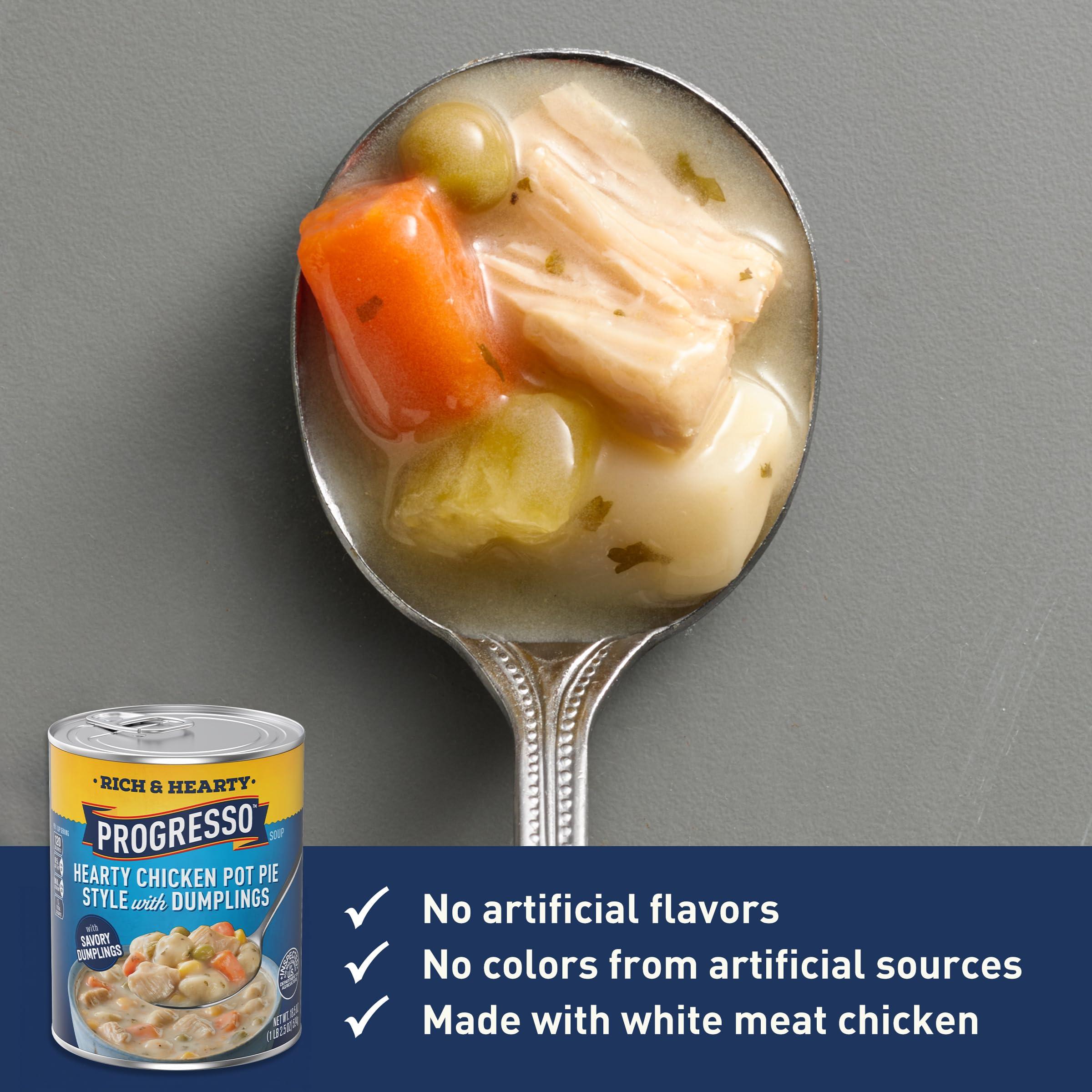 Progresso Progresso Hearty Chicken Pot Pie Style with Dumplings Soup, Rich and Hearty Canned Soup, 18.5 oz (Pack of 12)